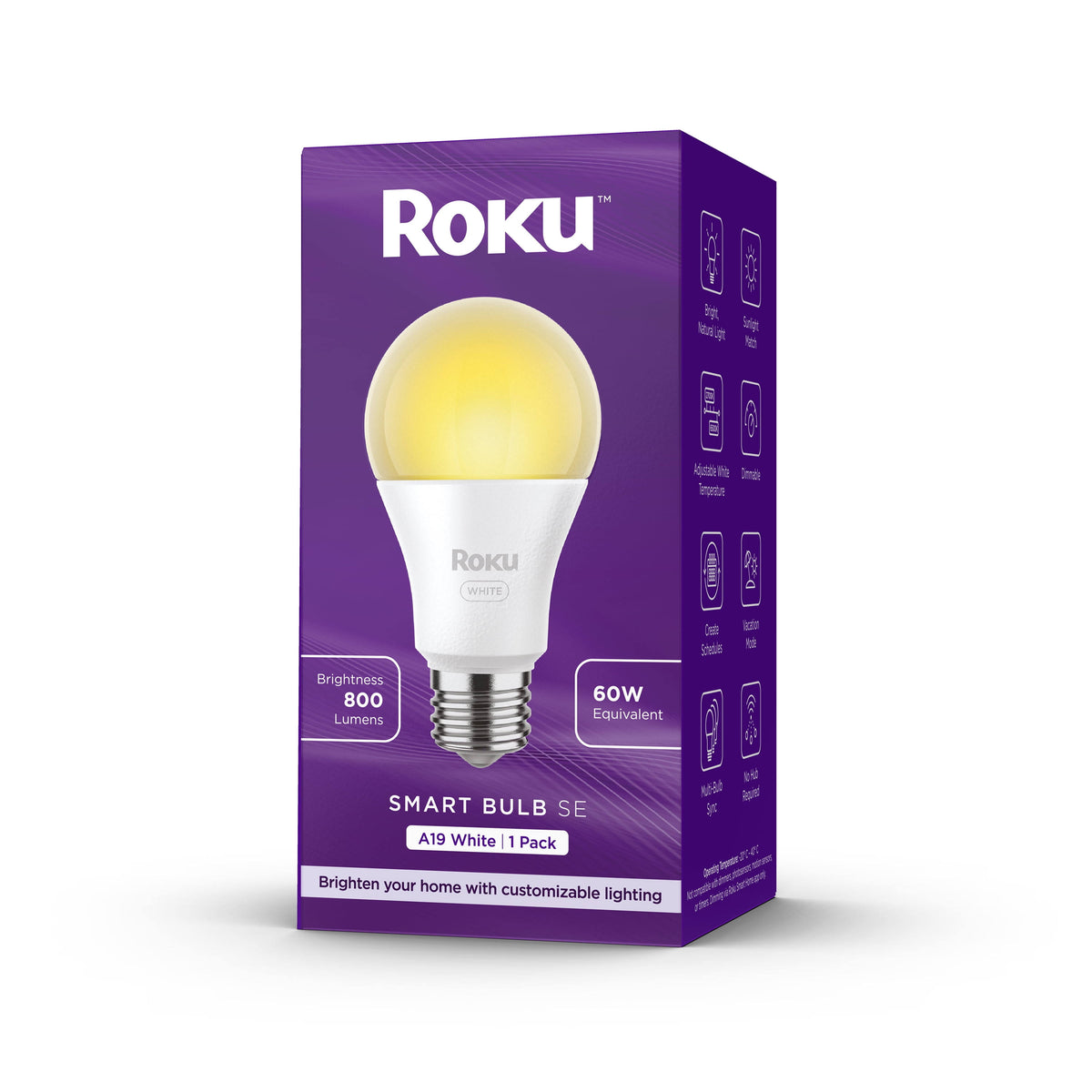 Roku Smart Home Smart Bulb SE (White) 1-Pack with Adjustable Brightness and Temperature - 9.5 Watts BS1000R - Product image 1