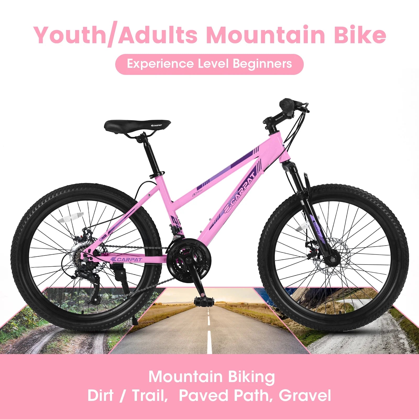 Ecarpat 26 in Mountain Bike Adults Womens Mountain Bicycles with Dual Disc Brakes Shimano 21 - Product image 6