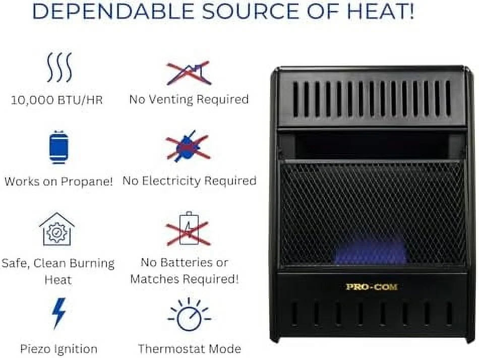 ML100TBAHR Ventless Propane Gas Blue Flame Space Heater with Thermostat Control for Living Room, Bedroom - Product image 3