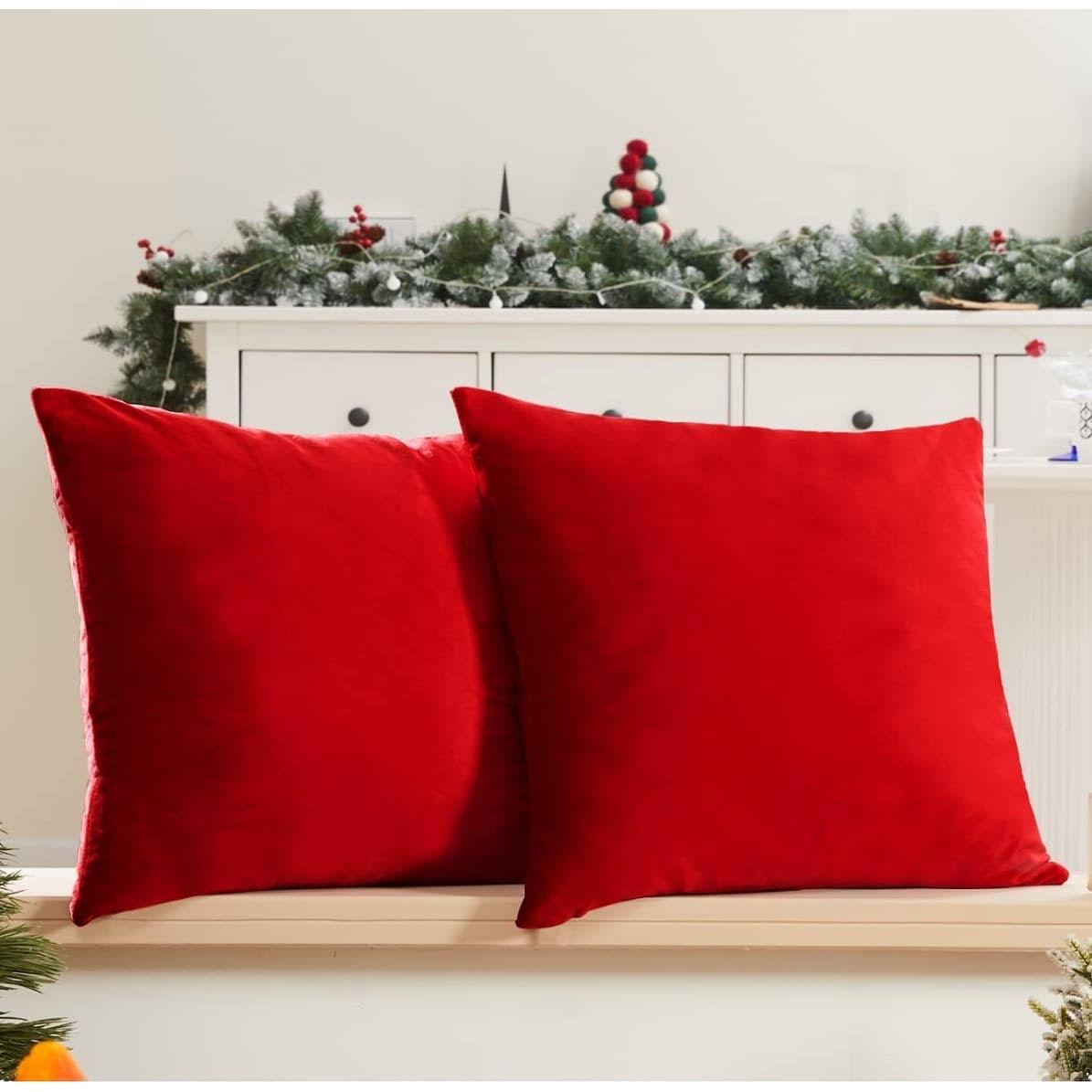 Deconovo Decorative Velvet Throw Pillow Covers for Sofa, Christmas Couch Pillow Covers for Living Room Bed - Product image 1