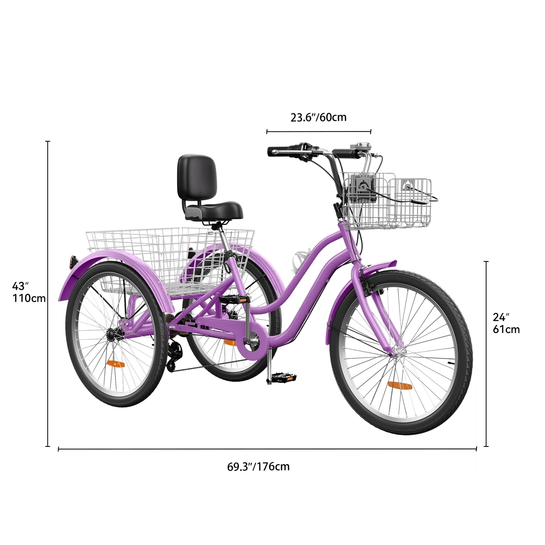 Dextrus 24 in 3 - Wheel Bike, Single Speed Adult Trike, Low Step - Through Cruiser with Front & Rear - Product image 2