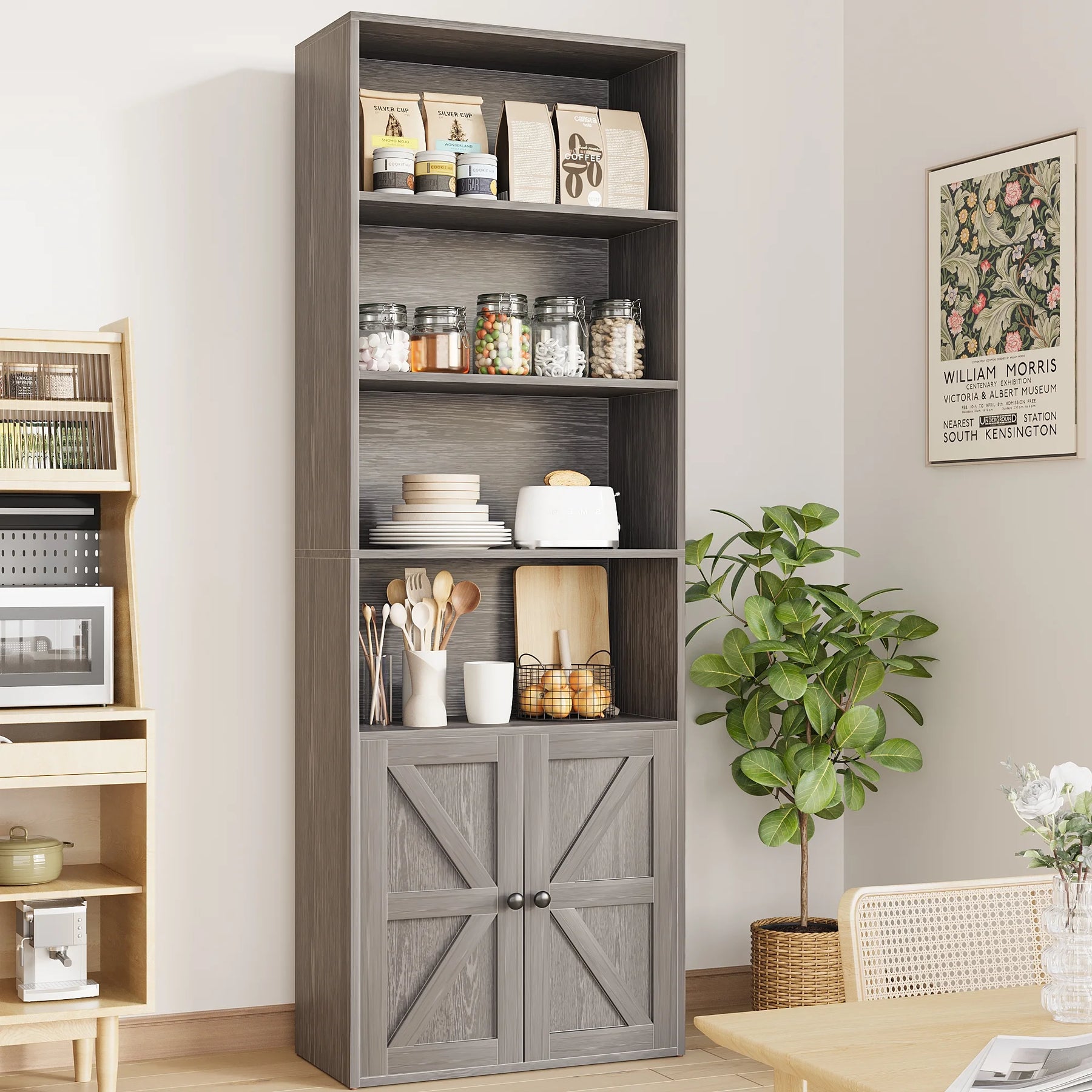 Furmax 1 Piece 4 - Shelf Farmhouse Bookcases 4 - Tier Bookshelf with Adjustable Shelves&Doors - Product image 11