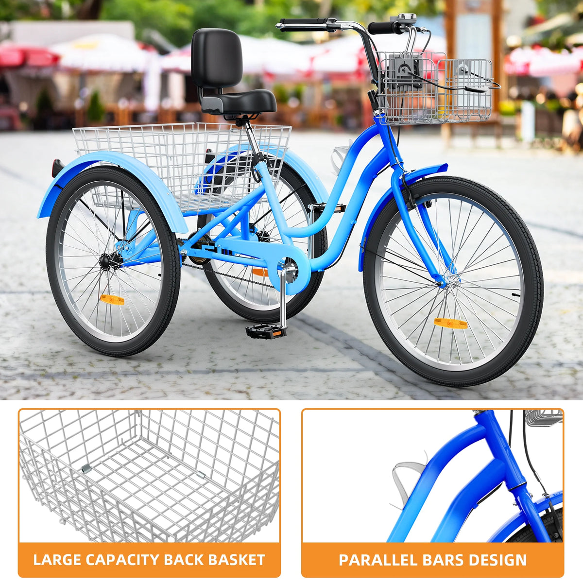 Dextrus 24 in 3 - Wheel Bike, Single Speed Adult Trike, Low Step - Through Cruiser with Front & Rear - Product image 28