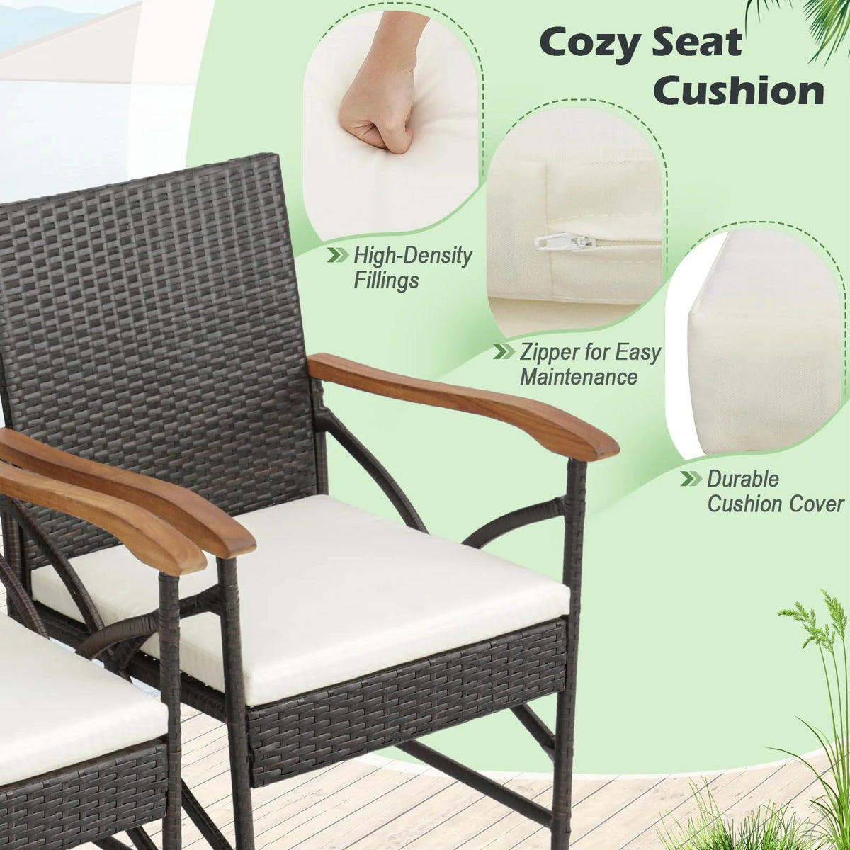 Tangkula Patio Wicker Chair Set of 2, Outdoor PE Rattan Chairs - Product image 7
