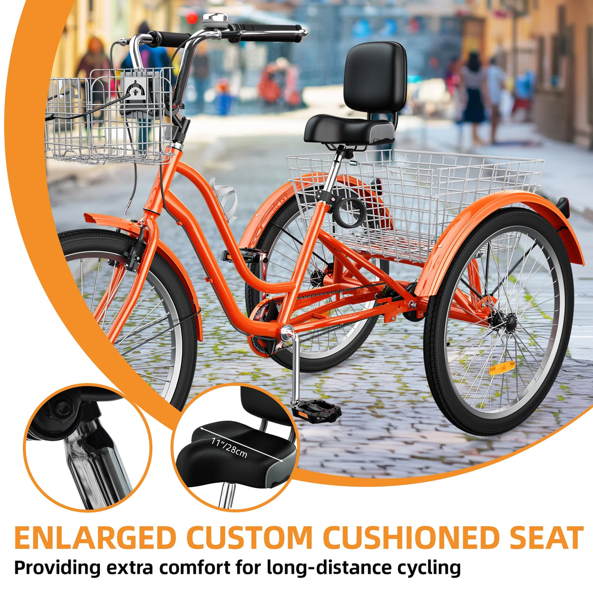 Dextrus 24 in 3 - Wheel Bike, Single Speed Adult Trike, Low Step - Through Cruiser with Front & Rear - Product image 37