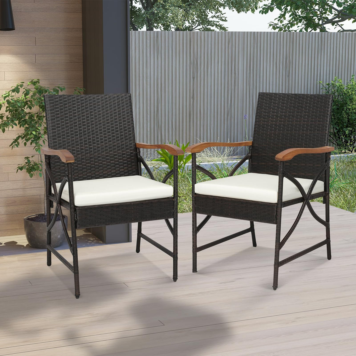 Tangkula Patio Wicker Chair Set of 2, Outdoor PE Rattan Chairs - Product image 2