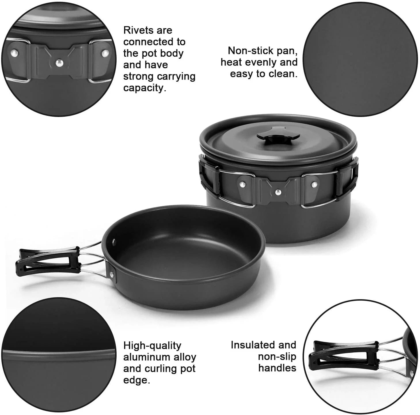 16pcs Camping Cookware Set with Folding Camping Stove, Non - Stick Lightweight Pot Pan Kettle Set with - Product image 7