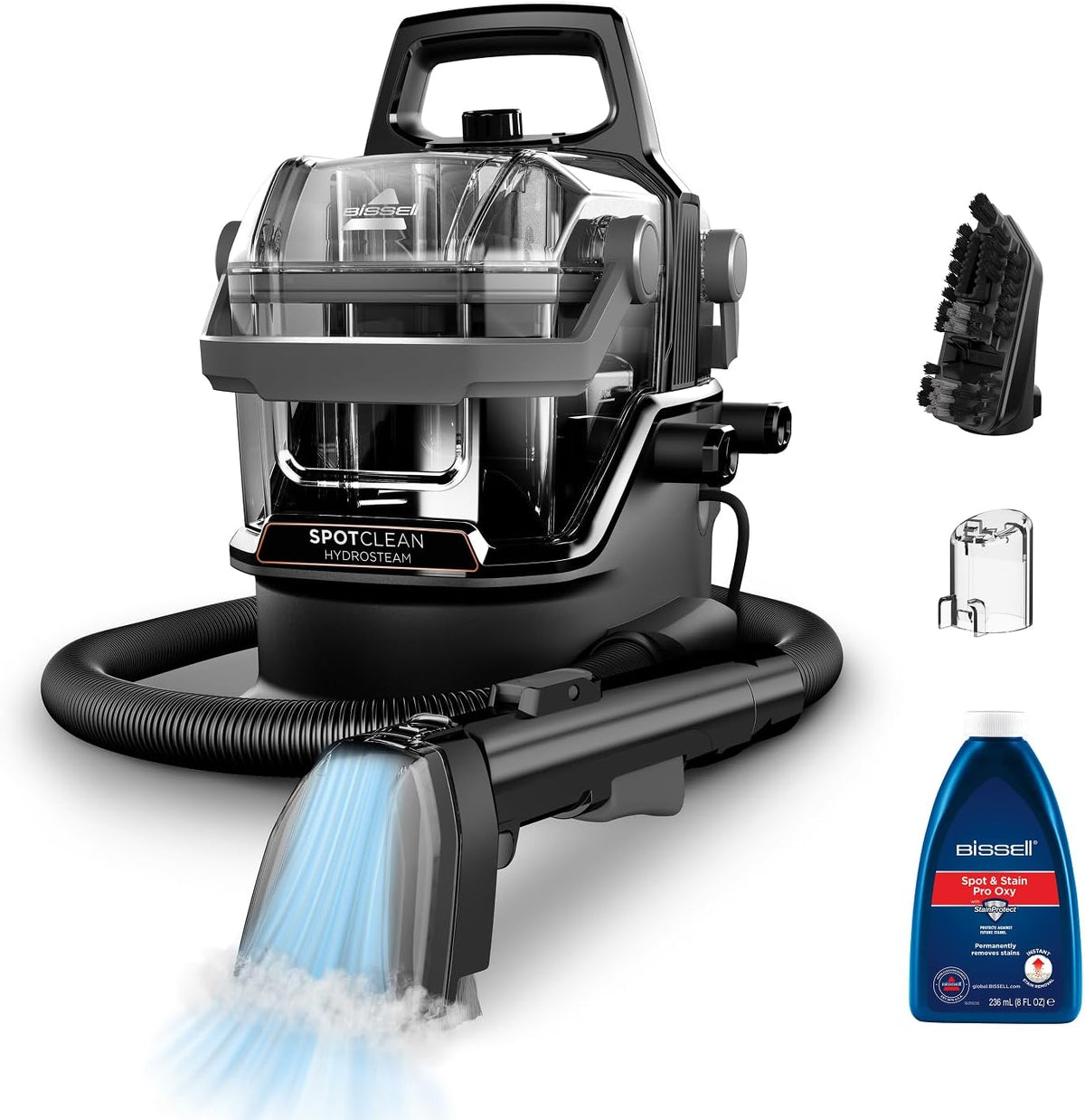 BISSELL SpotClean HydroSteam, Sofa Shampooer, Powerful 1000W Motor, Steam Cleaner with HydroSteam Technology, Cleaner for Rugs, Carpets, Furniture, Fabrics, Car & More, 3689N