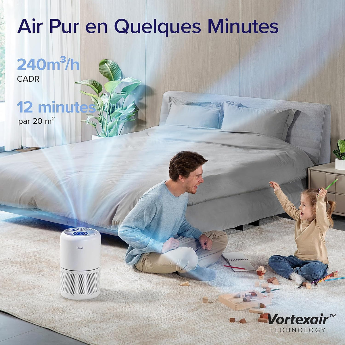 LEVOIT Smart HEPA Air Purifier against Pollen & Grass Allergy, Purify up to 50㎡, Monitors Air Quality, Alexa App Control, 22dB Quiet, Core 300S