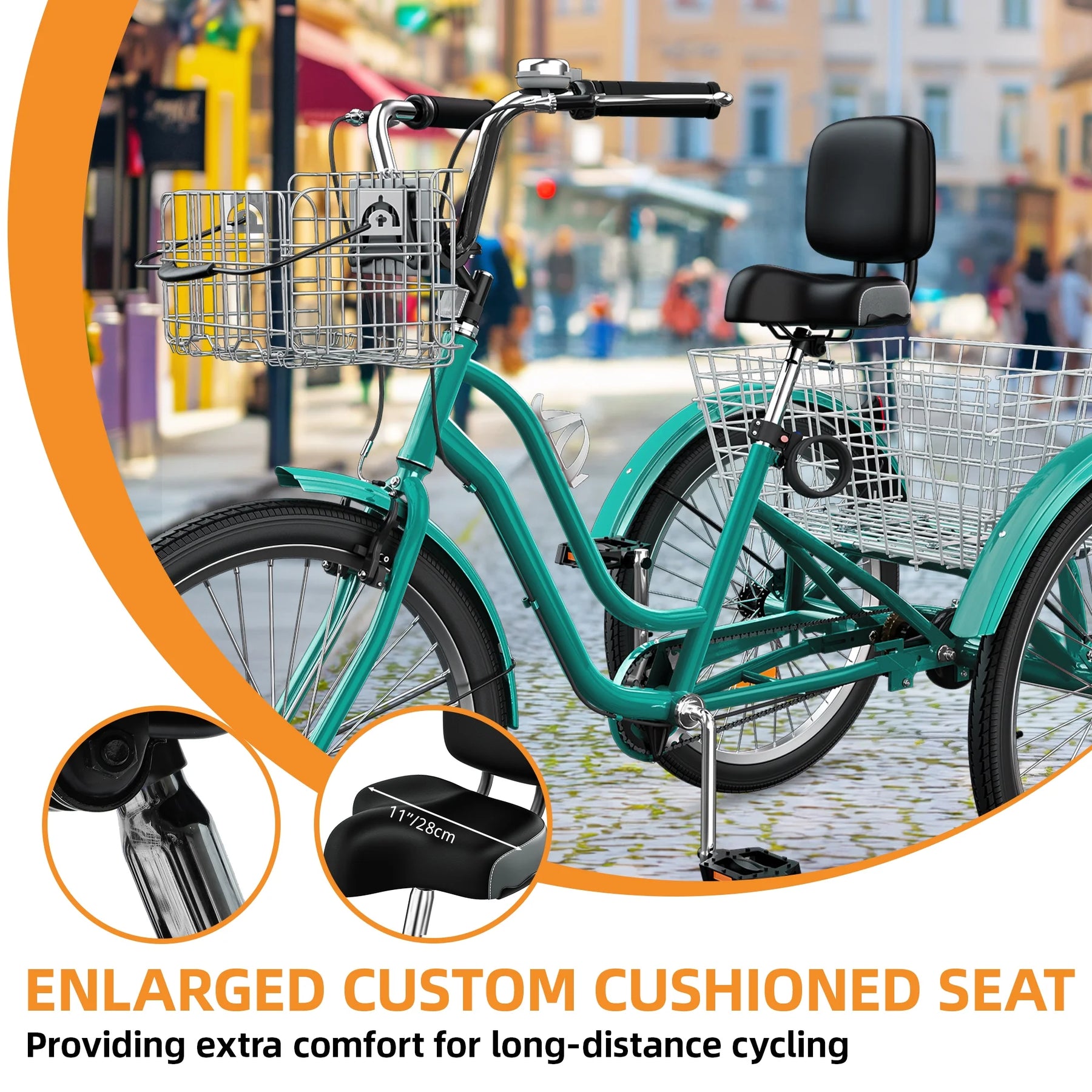 Dextrus 24 in 3 - Wheel Bike, Single Speed Adult Trike, Low Step - Through Cruiser with Front & Rear - Product image 32