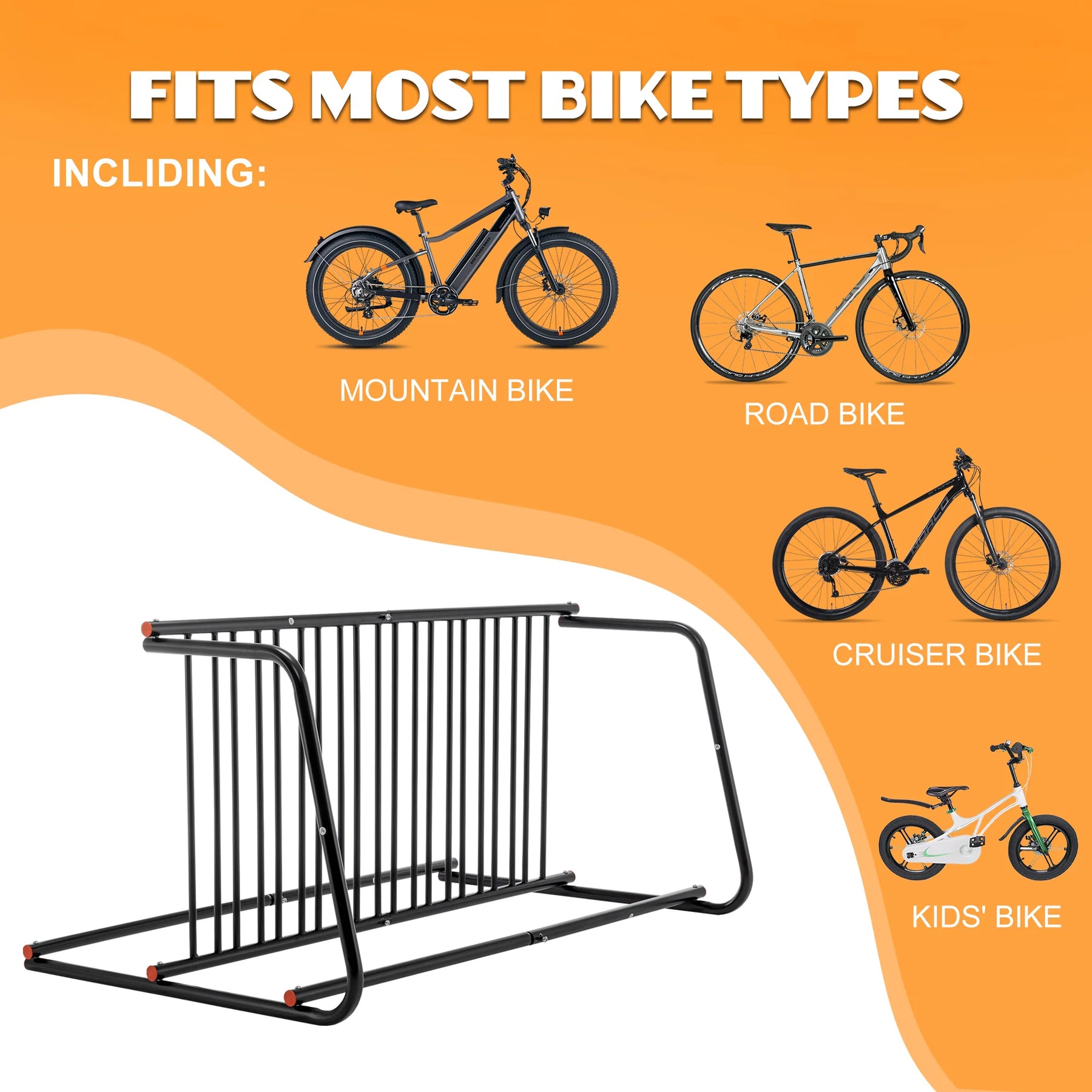 AECOJOY Commercial Floor Bike Rack Stand, 10-Bike Capacity Dual Sided Bicycle Storage Stand Floor Parking - Product image 6