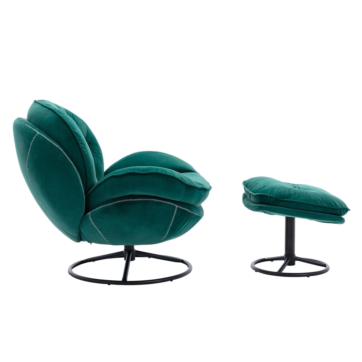 Velvet Swivel Accent Chair with Ottoman Set, Modern Lounge Chair with Footrest and Metal Base Comfy - Product image 7