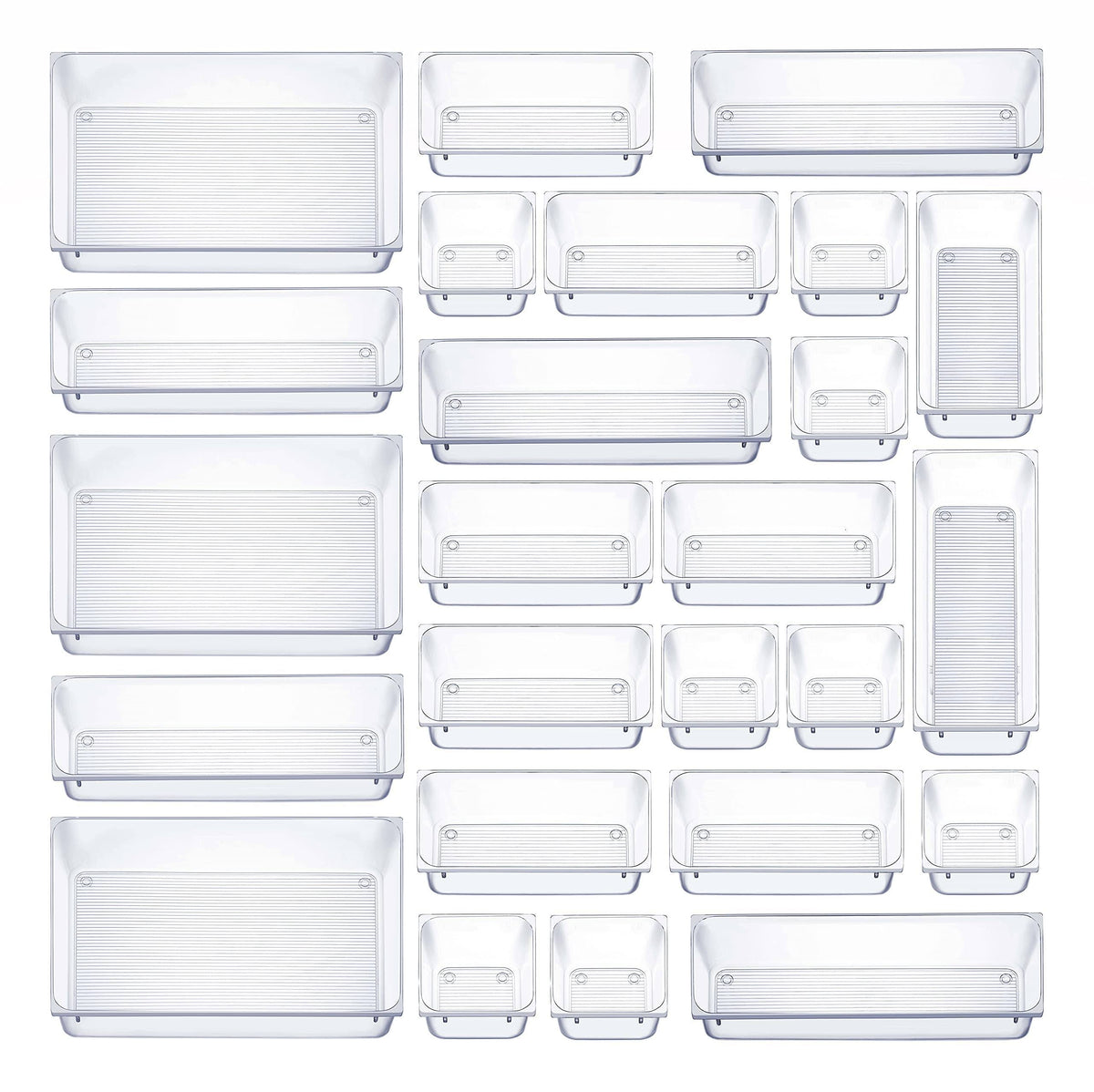 Seseno 25 Pcs Drawer Organizer Set Dresser Desk Drawer Dividers - 4 Size Bathroom Vanity Cosmetic Makeup - Product image 1