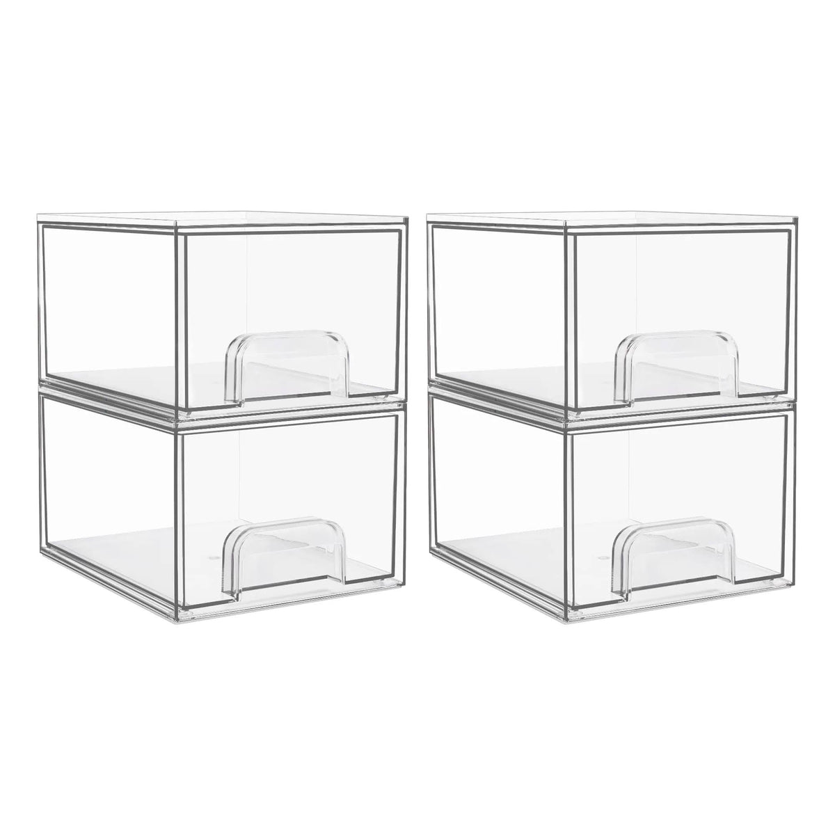 Stackable Makeup Storage Drawers, Vtopmart 4 Pack Acrylic Bathroom Organizers, Clear Plastic Storage Bins - Product image 1