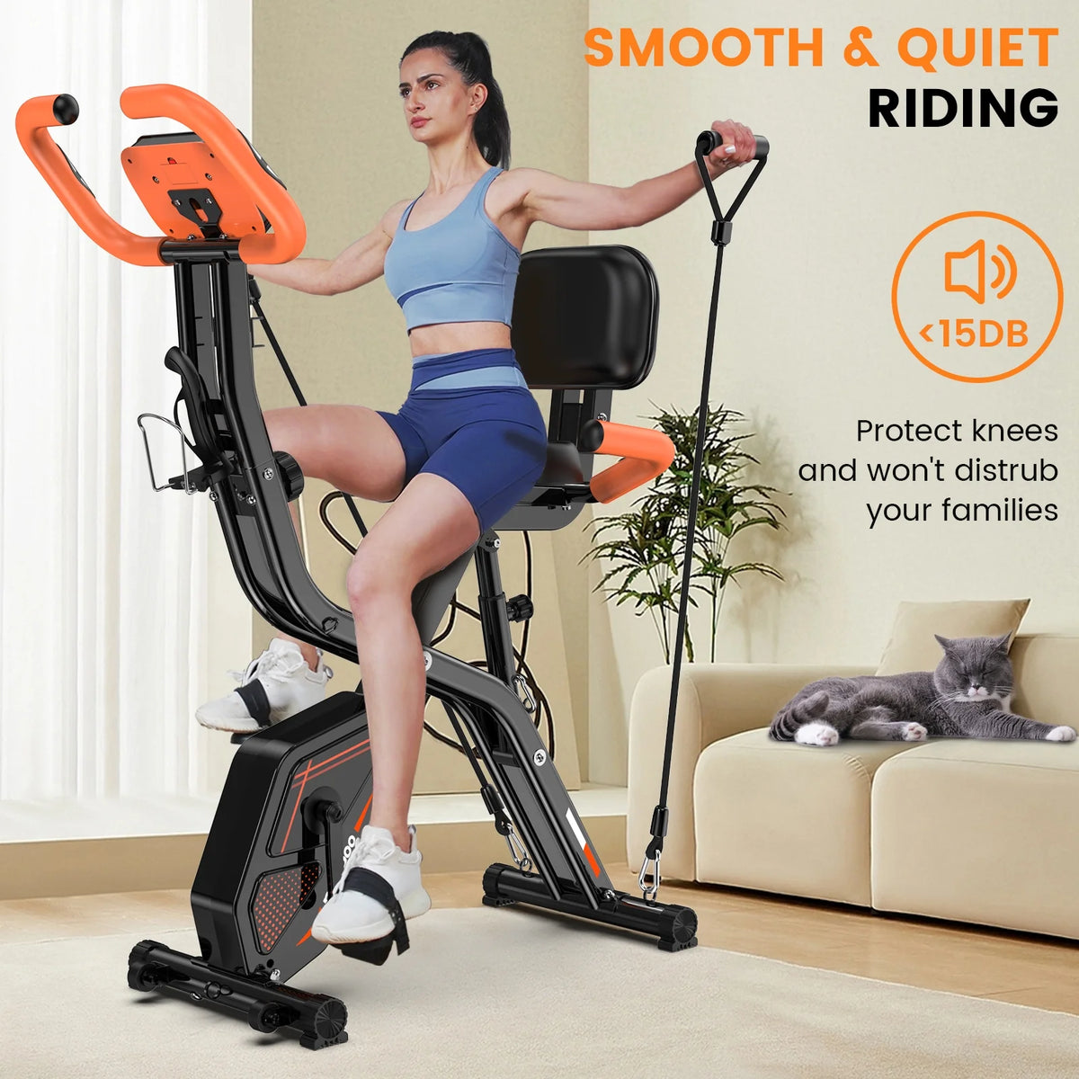 Pooboo 4 - in - 1 Exercise Bike, Foldable Stationary Bike, Tri - Position Indoor Cycling Bike with 8 - Product image 4
