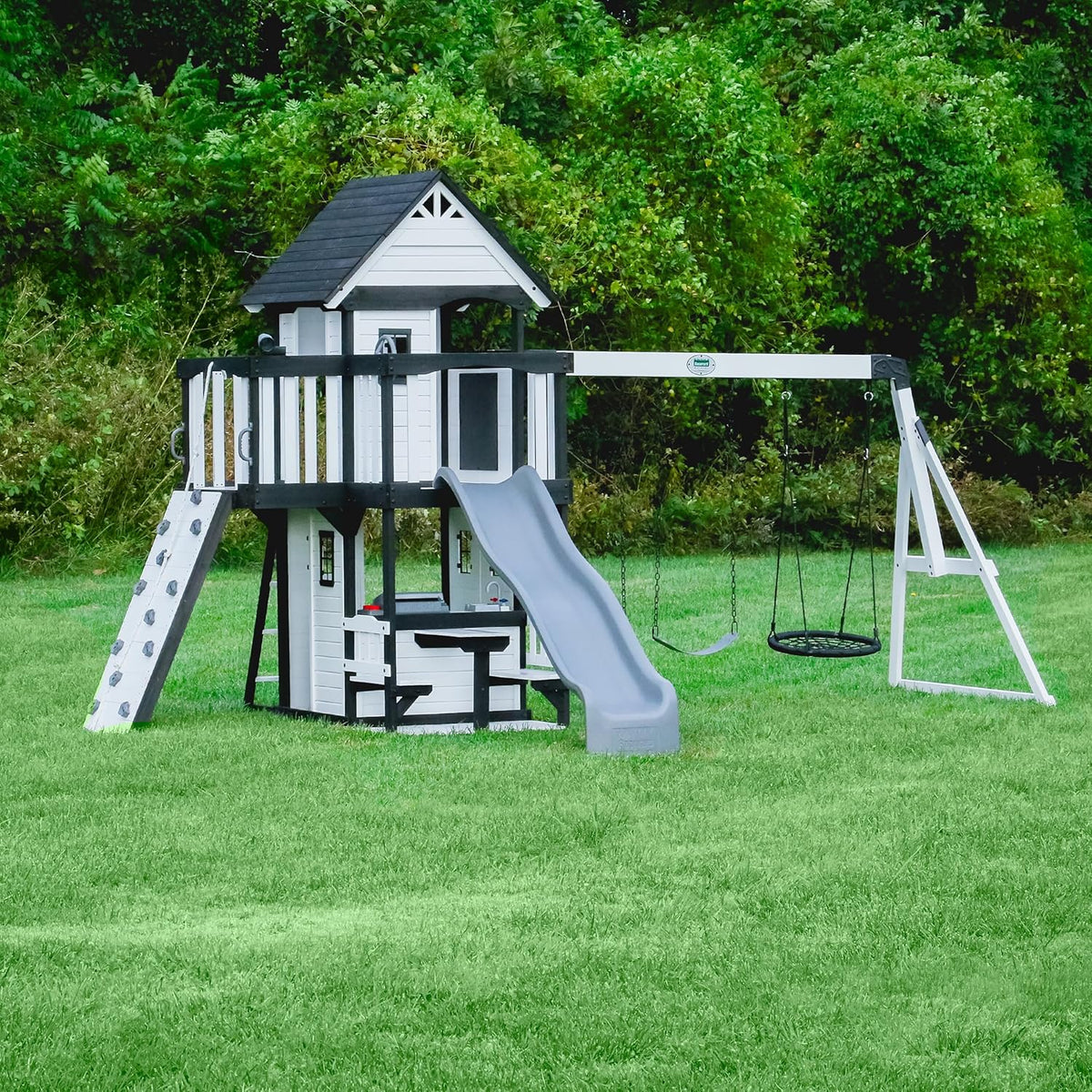 Backyard Discovery Canyon Creek Cedar Wood Swing Set with Wave Slide, Clubhouse, Play Kitchen, Picnic Area - Product image 3