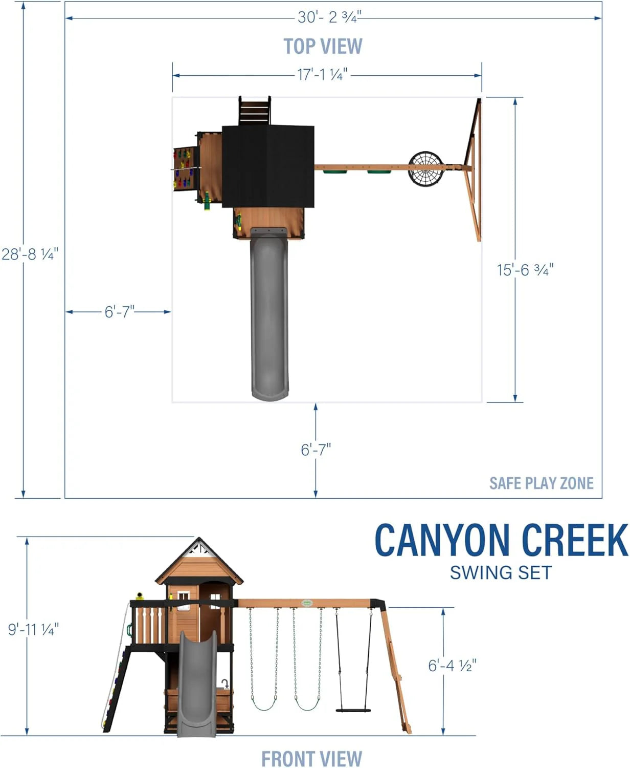 Backyard Discovery Canyon Creek Cedar Wood Swing Set with Wave Slide, Clubhouse, Play Kitchen - Product image 19