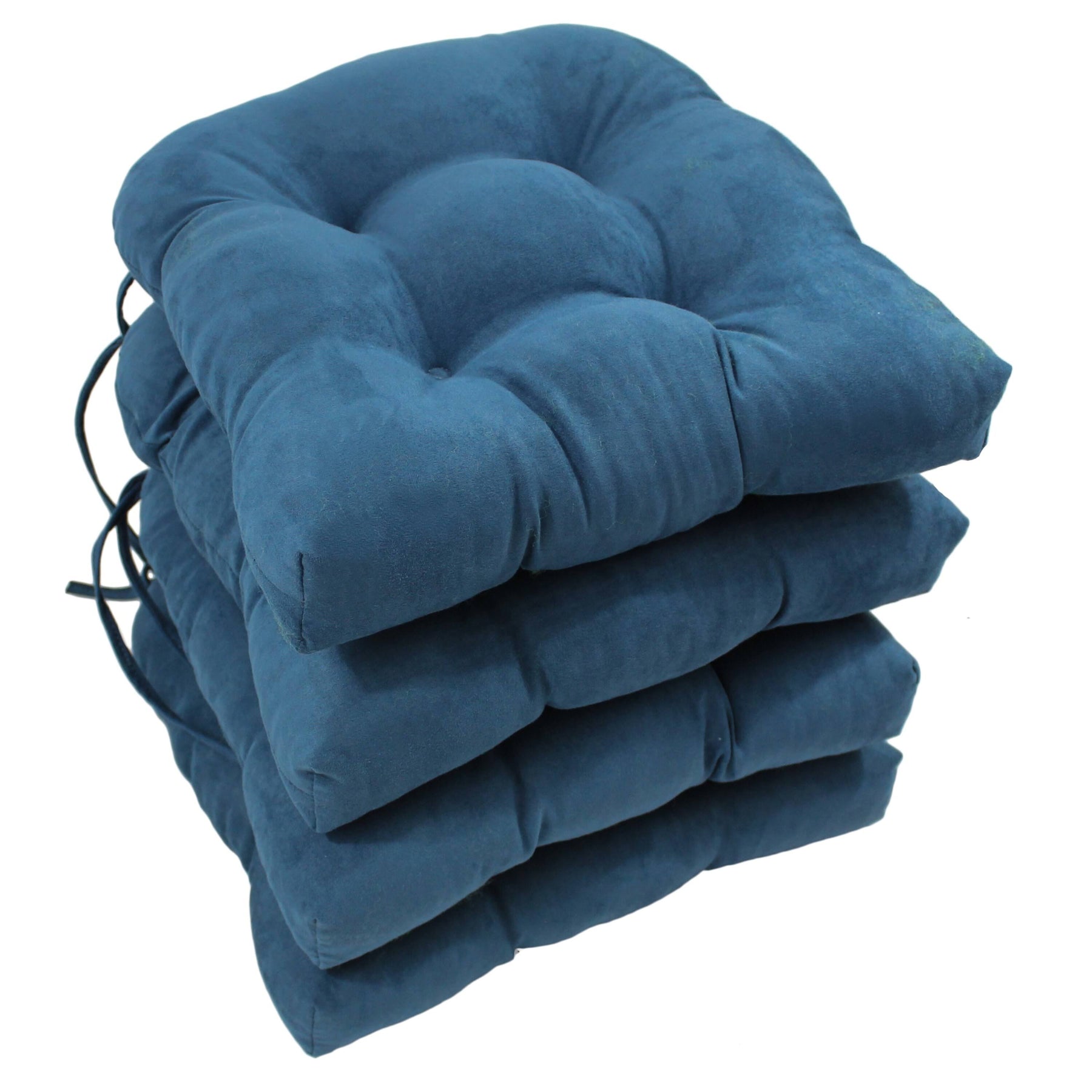 Blazing Needles16-inch U-Shaped MicroSuede Chair Cushions (Set of 4) Indigo - Product image 1