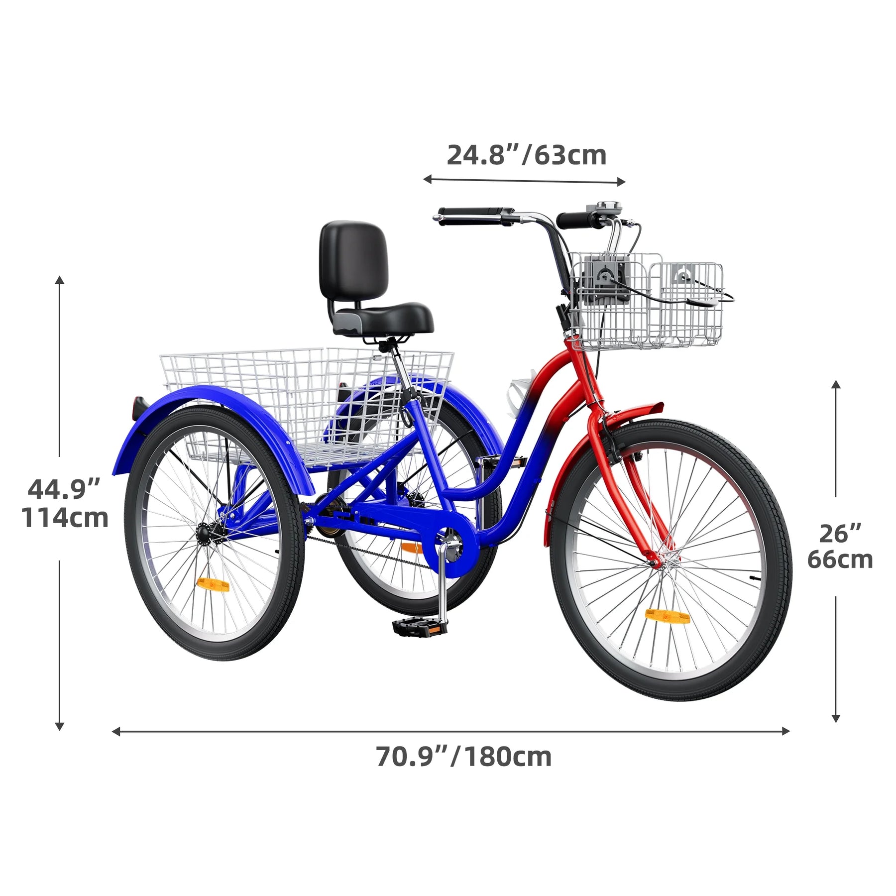 Dextrus 24 in 3 - Wheel Bike, Single Speed Adult Trike, Low Step - Through Cruiser with Front & Rear - Product image 20