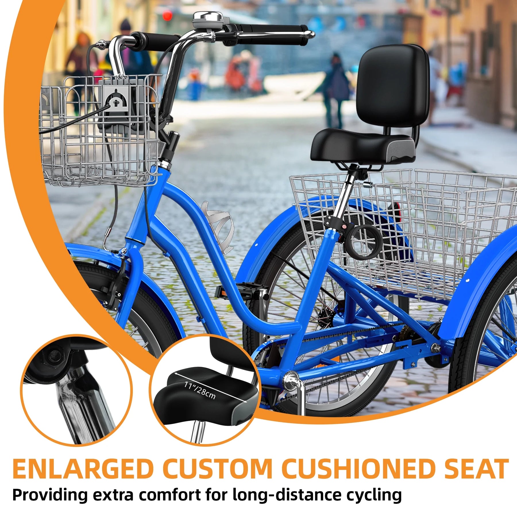 Dextrus 24 in 3 - Wheel Bike, Single Speed Adult Trike, Low Step - Through Cruiser with Front & Rear - Product image 15