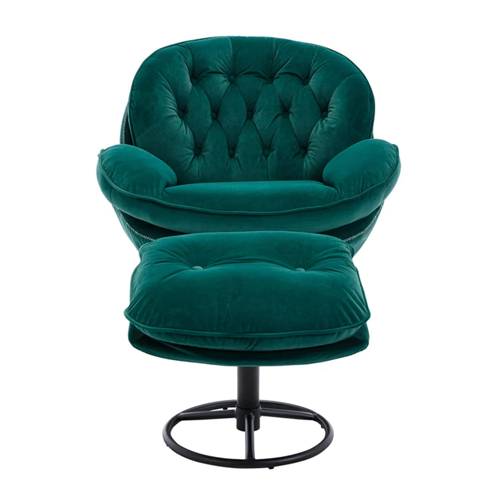 Velvet Swivel Accent Chair with Ottoman Set, Modern Lounge Chair with Footrest and Metal Base Comfy - Product image 3