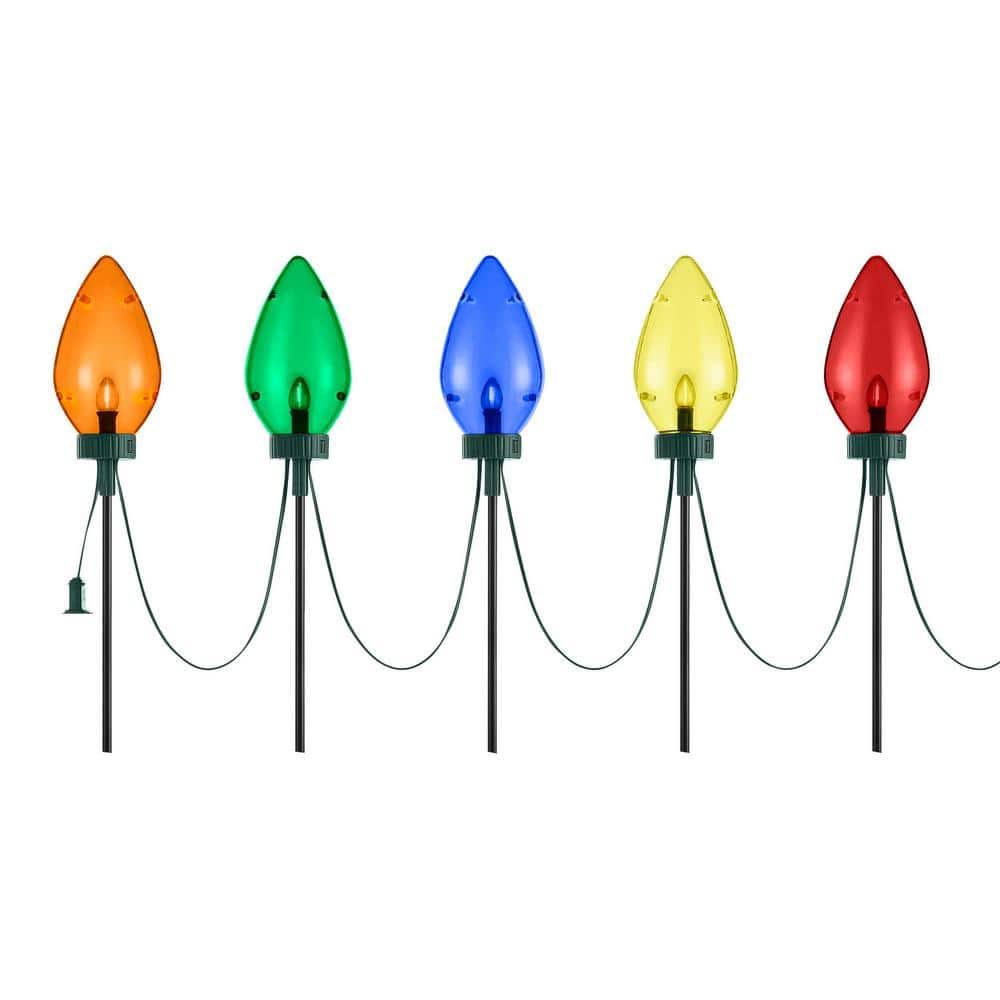 Home Accents Holiday 20 in. Multi-Colored Giant C7 LED Pathway Lights (Set of 5) - Product image 1