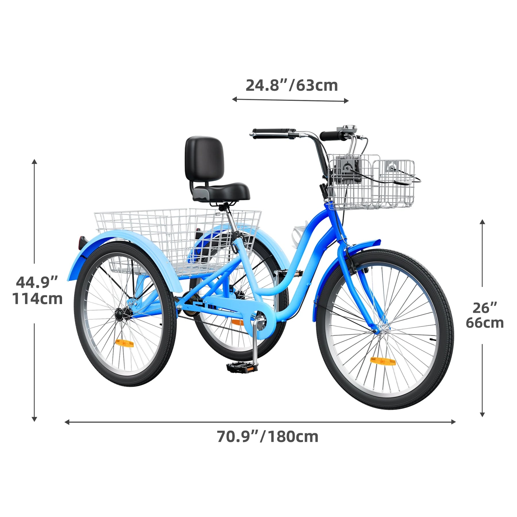 Dextrus 24 in 3 - Wheel Bike, Single Speed Adult Trike, Low Step - Through Cruiser with Front & Rear - Product image 25