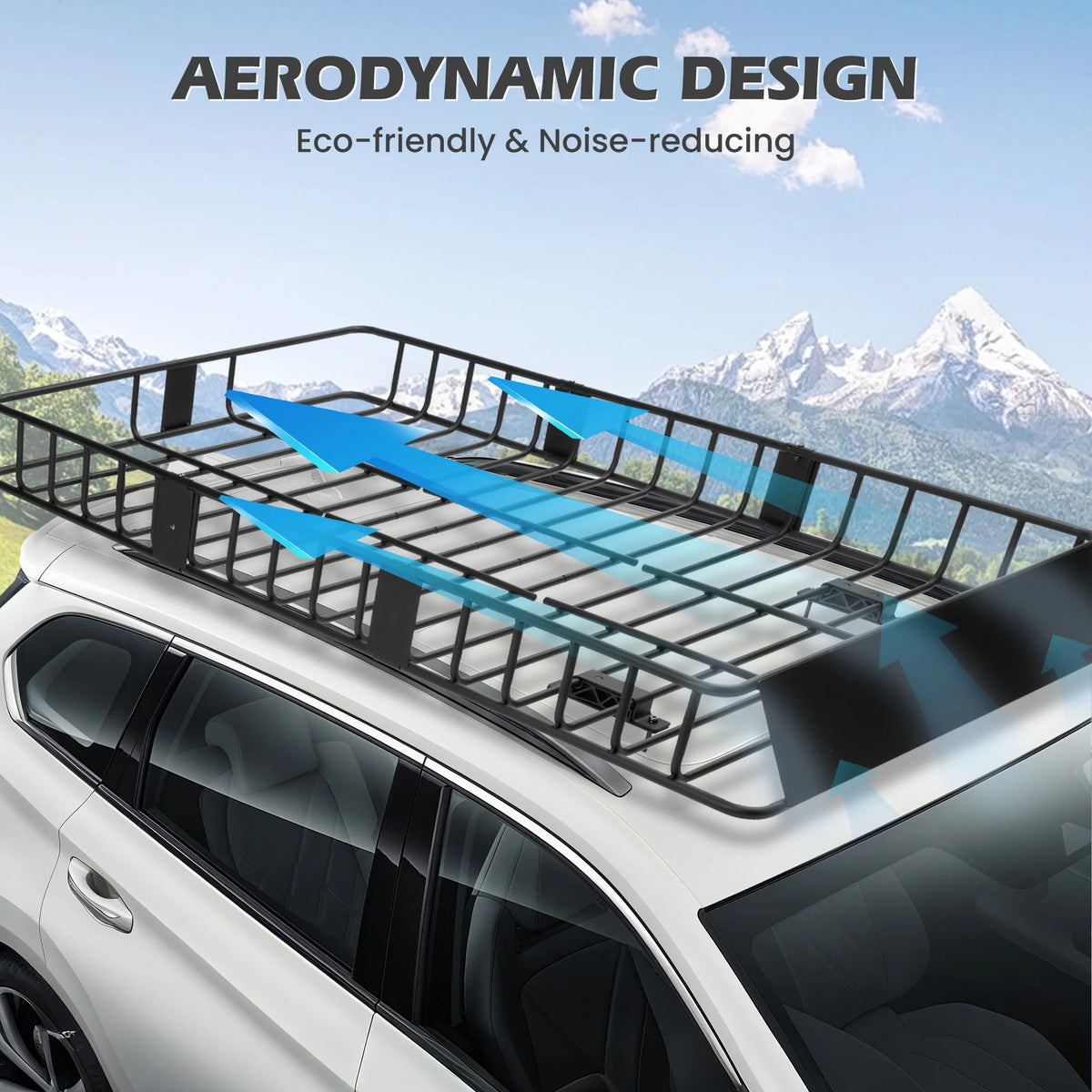 Naipo Roof Rack Cargo Basket, 500 lb, 64"x39"x6"extendable Roof Luggage Holder Rack with 4 U - Product image 7