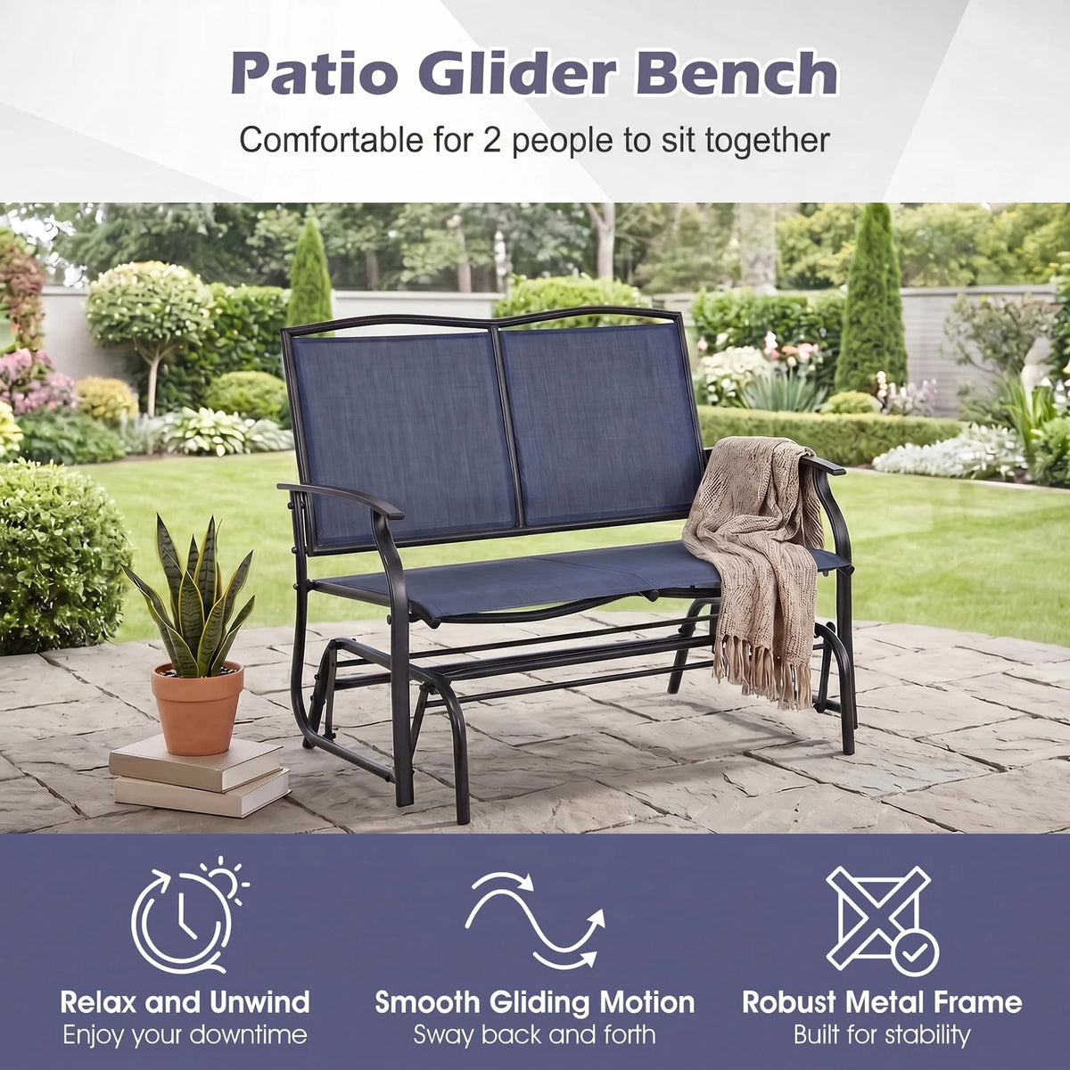 Tangkula 2-Person Patio Swing Glider Bench - Product image 8