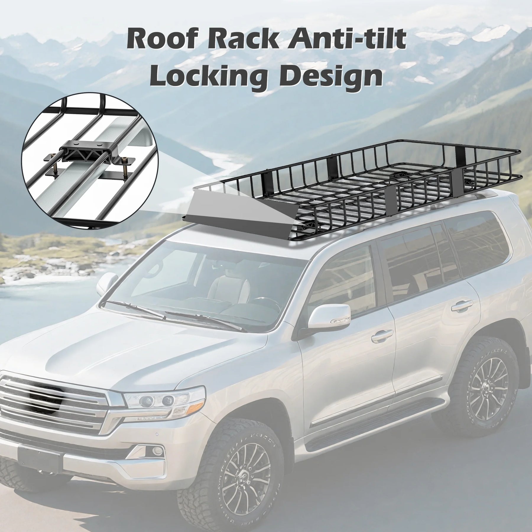 Naipo Roof Rack Cargo Basket, 500 lb, 64"x39"x6"extendable Roof Luggage Holder Rack with 4 U - Product image 5