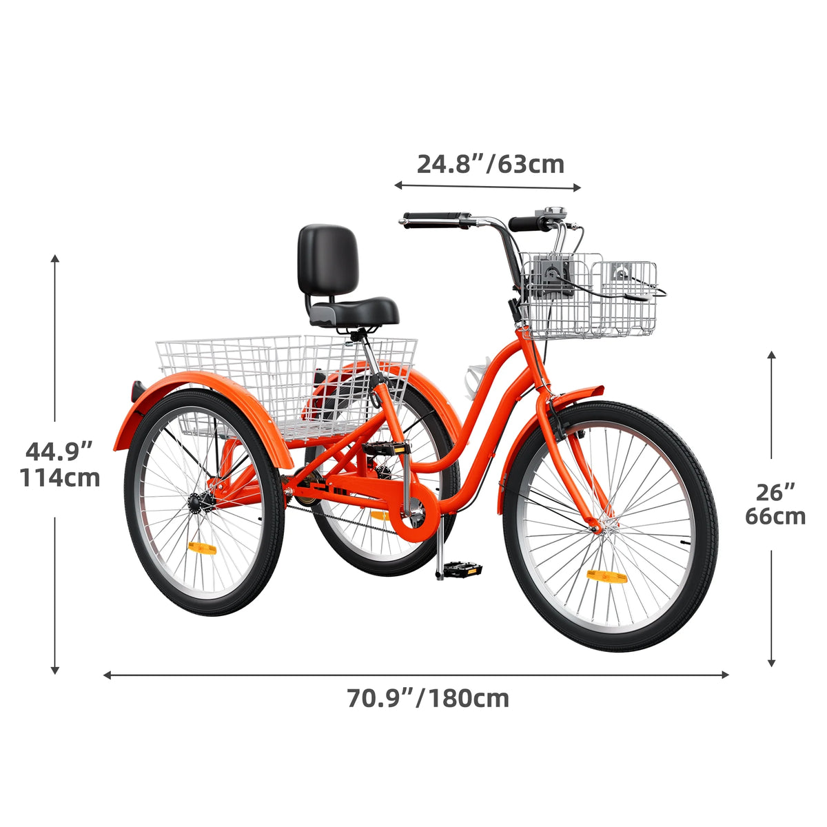 Dextrus 24 in 3 - Wheel Bike, Single Speed Adult Trike, Low Step - Through Cruiser with Front & Rear - Product image 35