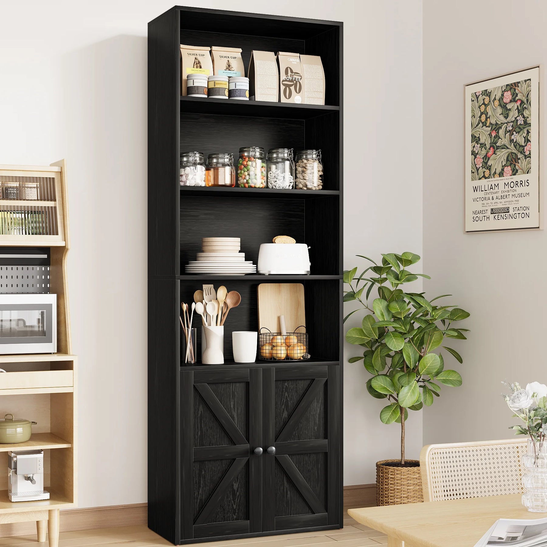 Furmax 1 Piece 4 - Shelf Farmhouse Bookcases 4 - Tier Bookshelf with Adjustable Shelves&Doors - Product image 17