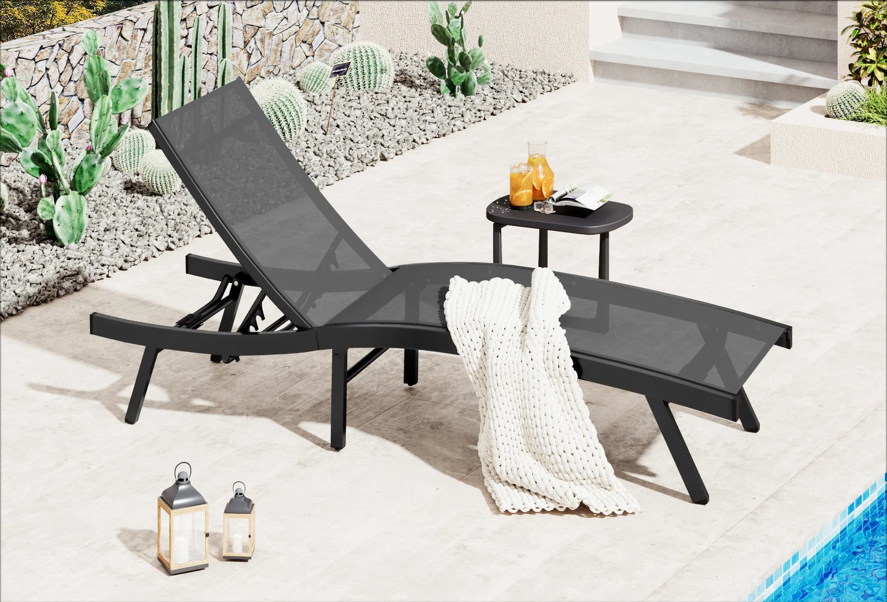 AECOJOY Outdoor Chaise Lounge, All Weather Pool Lounge Chairs Ergonomic Design (Dark Grey, 2 PCs) - Product image 5