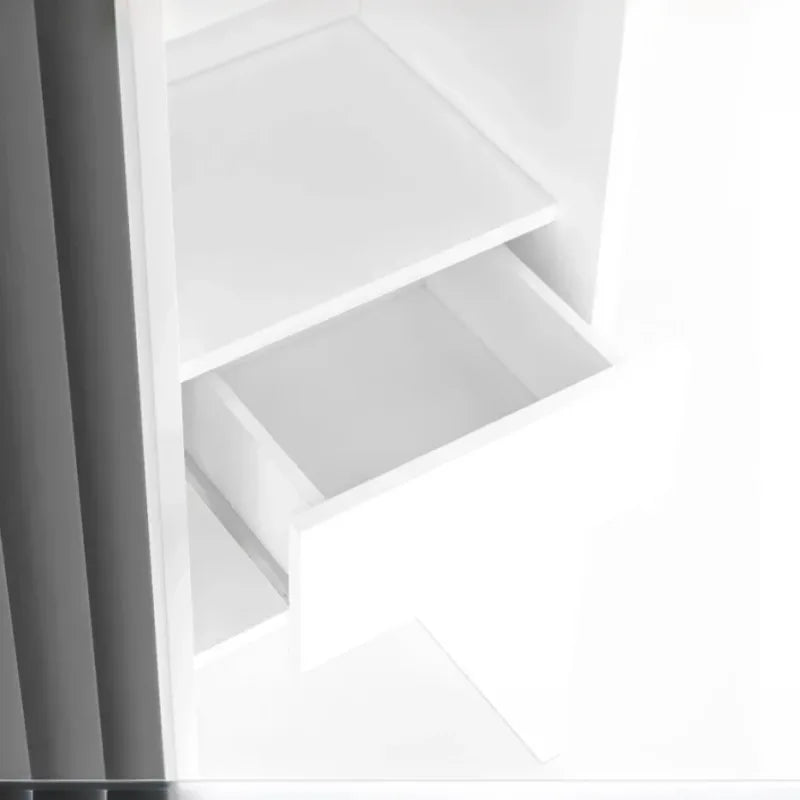 White & Gray Extendable Dressing Room with Curtain - Shelves - Double Wardrobe -