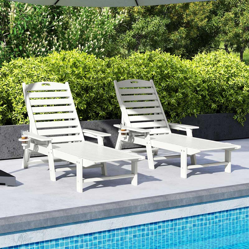 Outdoor Chaise Lounge Chair with 4-Position Backrest & Cup Holder - Product image 10