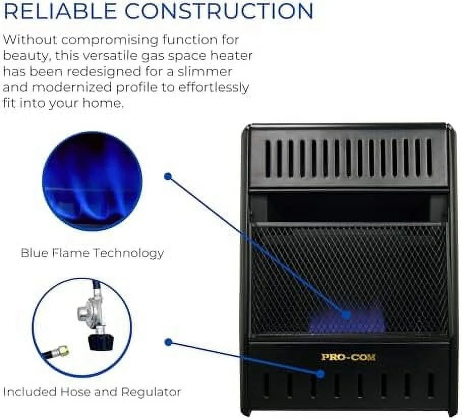 ML100TBAHR Ventless Propane Gas Blue Flame Space Heater with Thermostat Control for Living Room, Bedroom - Product image 2
