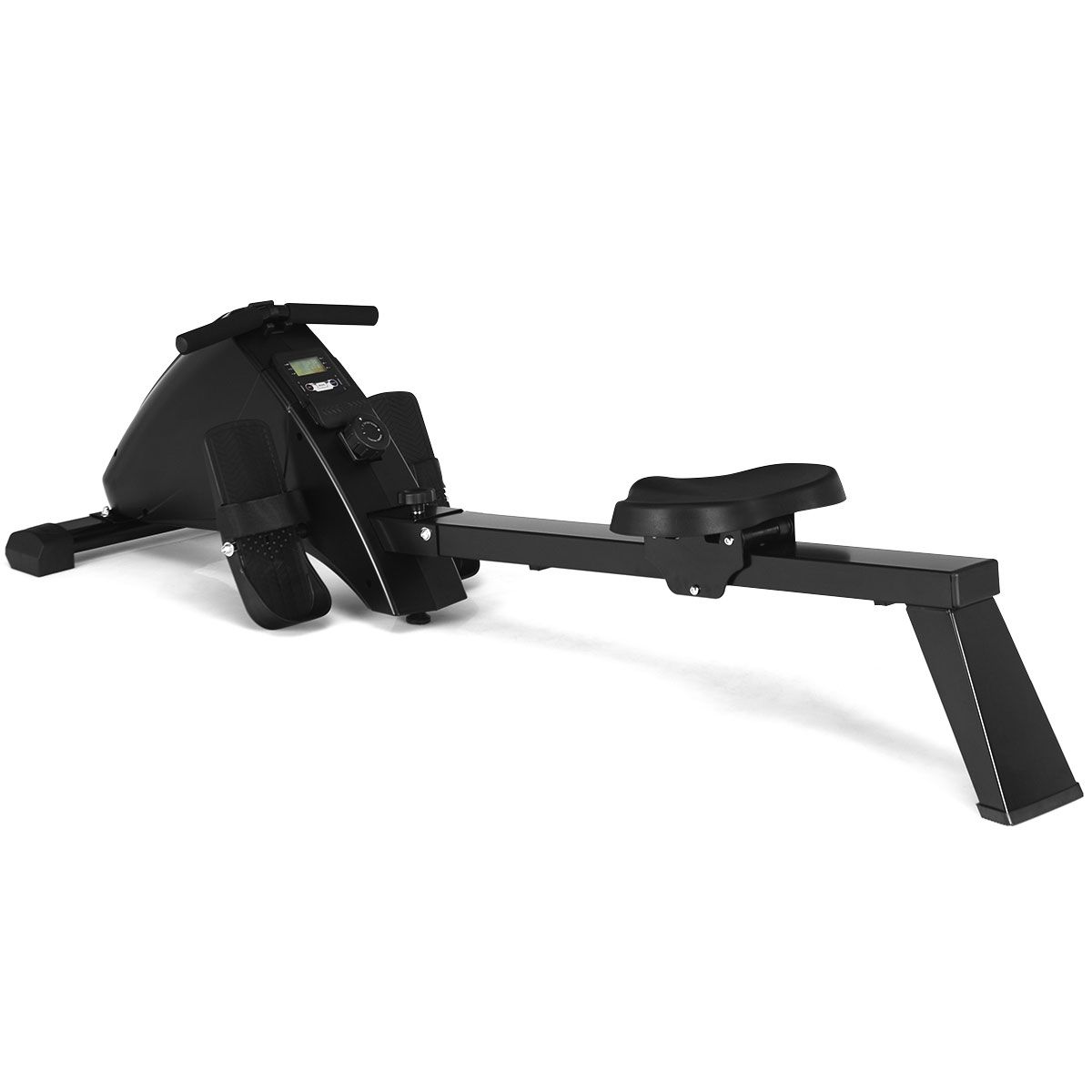 Foldable Rowing Machine with Resistance 10 Levels LCD Screen Capacity 120kg Arm Strength Training Cardio-Training Black -