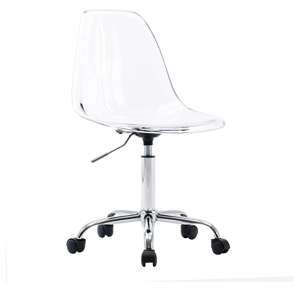 Echoworld Clear Rolling Chair, Armless Desk Chair with Golden Feet Swivel Molded Plastic Shell Adjustable - Product image 16