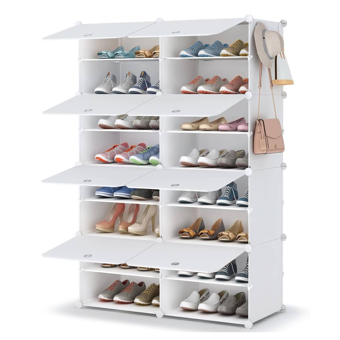 HOMIDEC Shoe Rack, 8 Tier Shoe Storage Cabinet 32 Pair Plastic Shoe Shelves Organizer for Closet Hallway - Product image 1