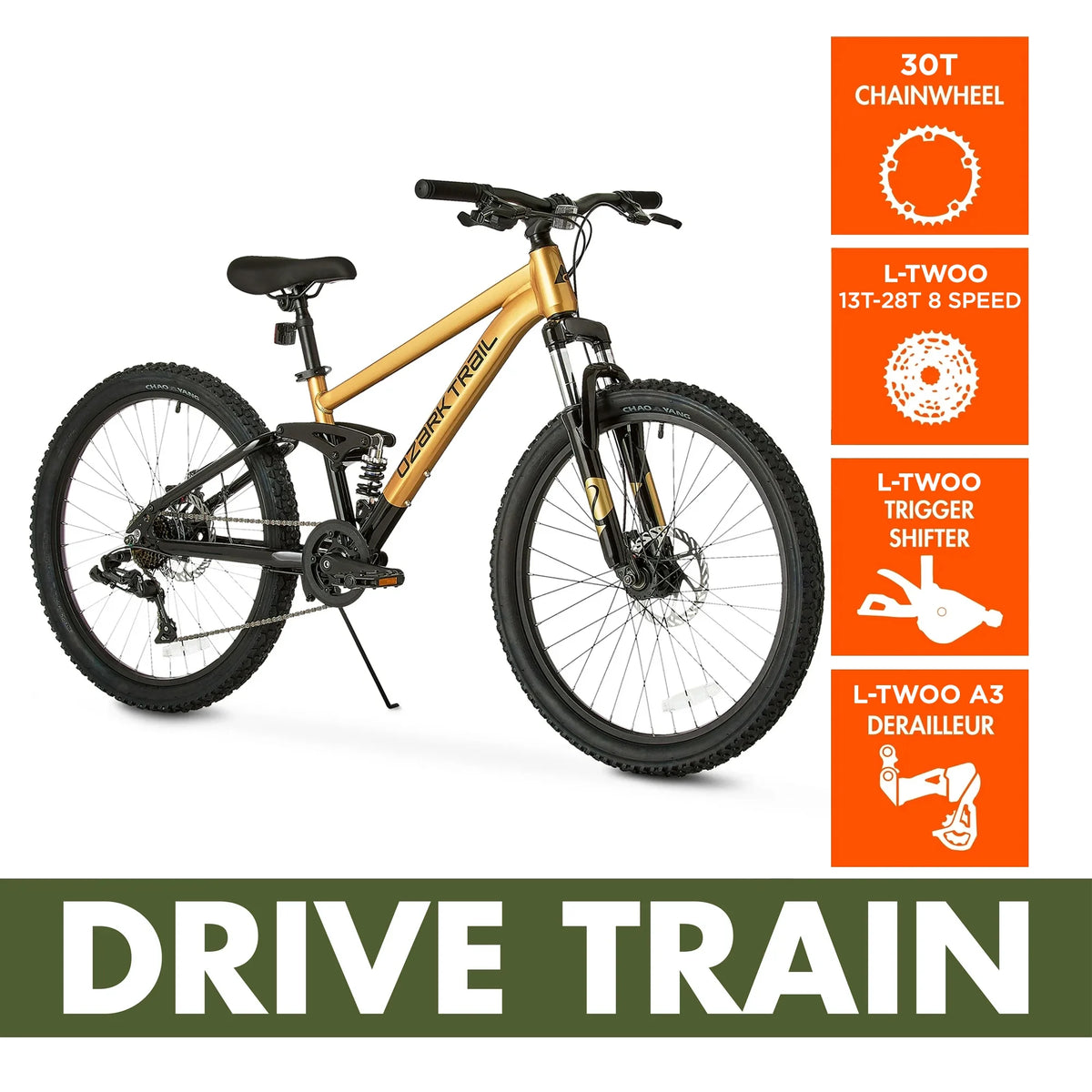 24" Ozark Trail FS.1 Epictrail Full Suspension Mountain Bike, for Teens and Adults, Heights Between 4'6" - Product image 16