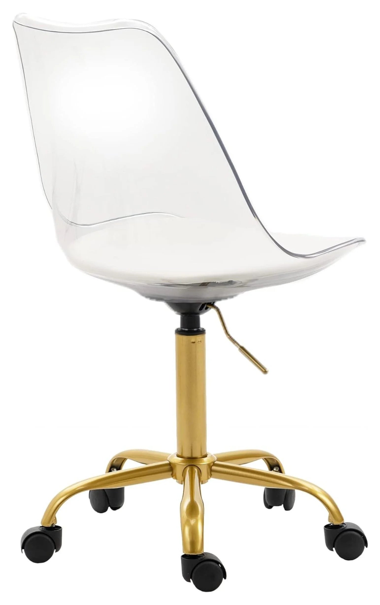 Echoworld Clear Rolling Chair, Armless Desk Chair with Golden Feet Swivel Molded Plastic Shell Adjustable - Product image 38