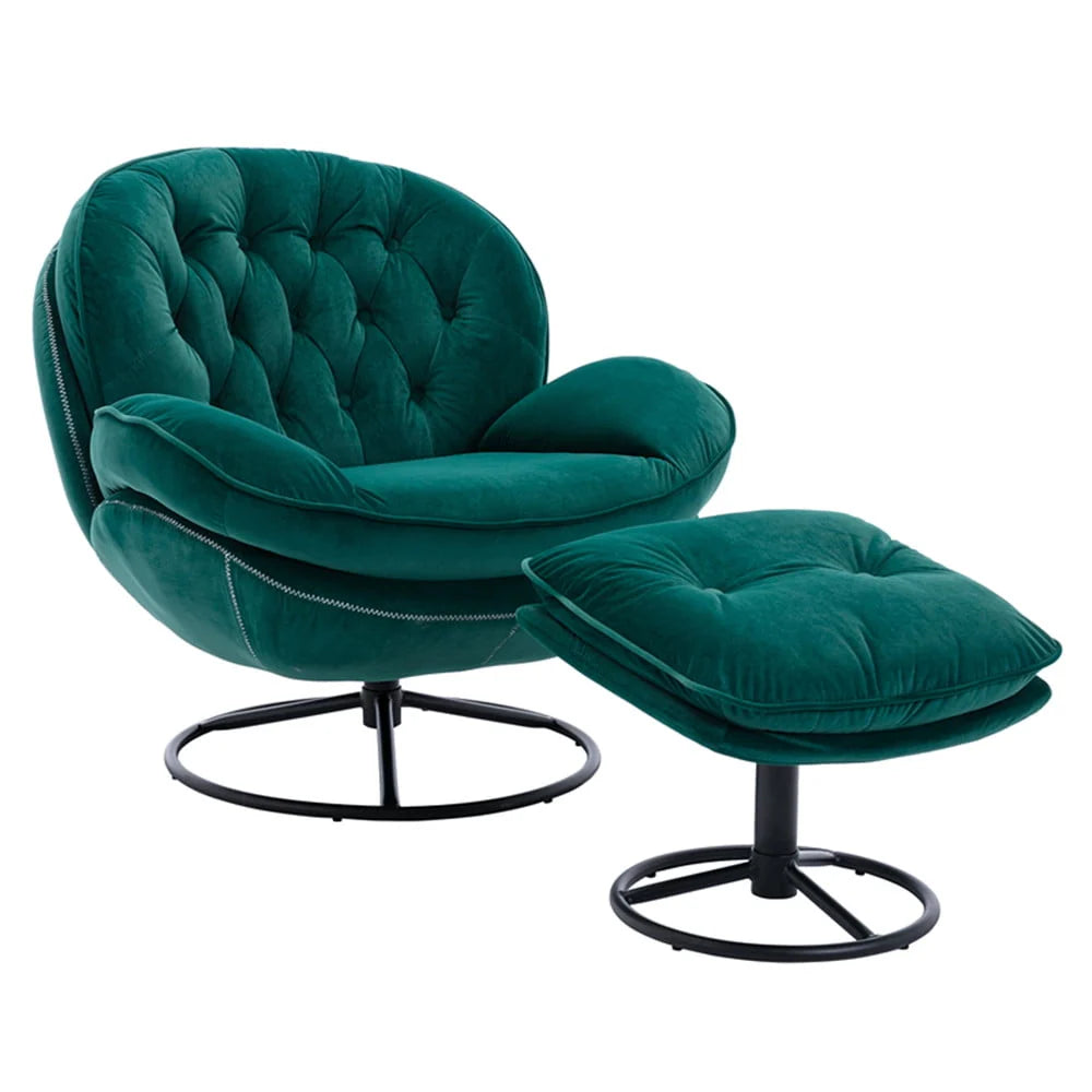Velvet Swivel Accent Chair with Ottoman Set, Modern Lounge Chair with Footrest and Metal Base Comfy - Product image 5
