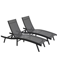 AECOJOY Outdoor Chaise Lounge, All Weather Pool Lounge Chairs Ergonomic Design (Dark Grey, 2 PCs) - Product image 1