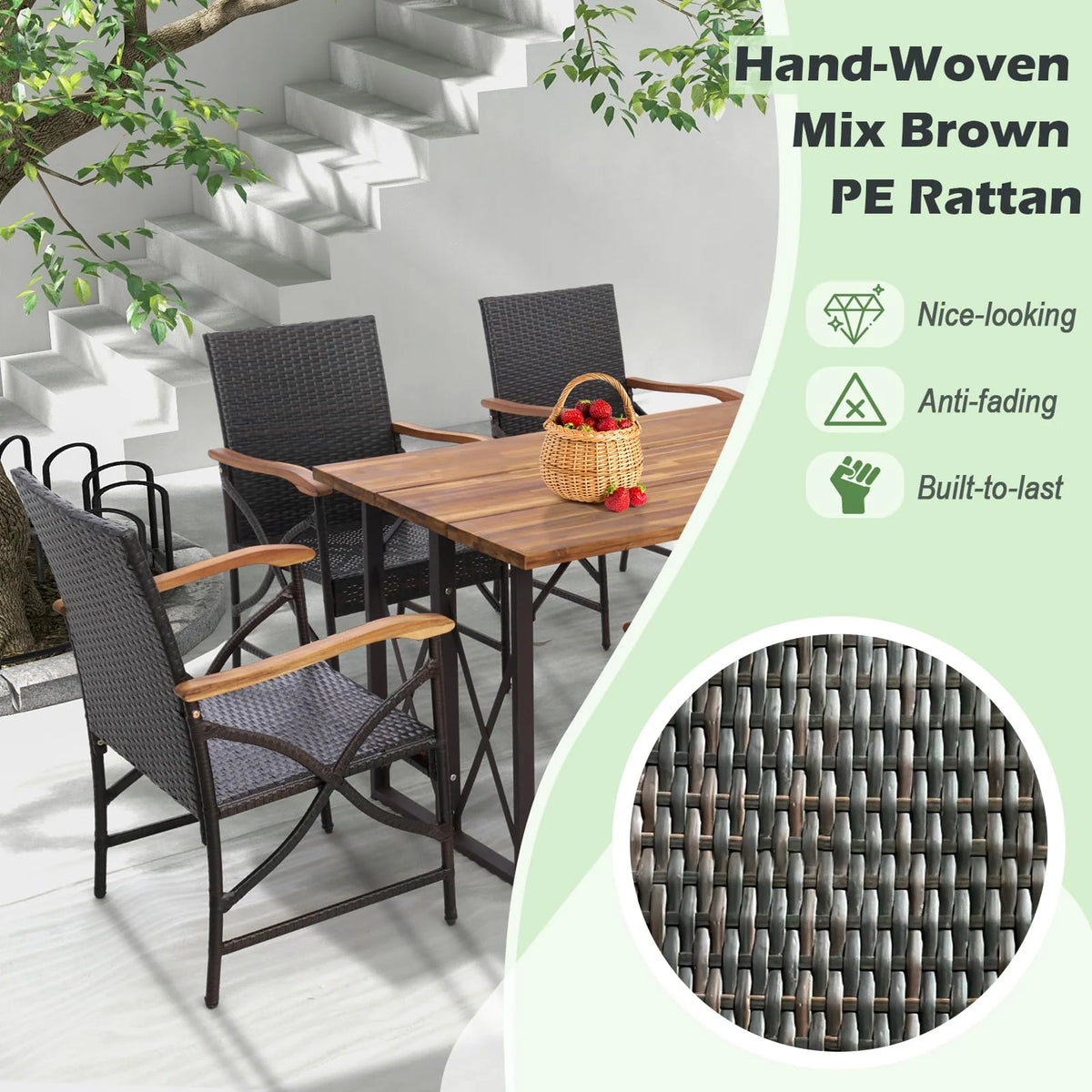 Tangkula Patio Wicker Chair Set of 2, Outdoor PE Rattan Chairs - Product image 8