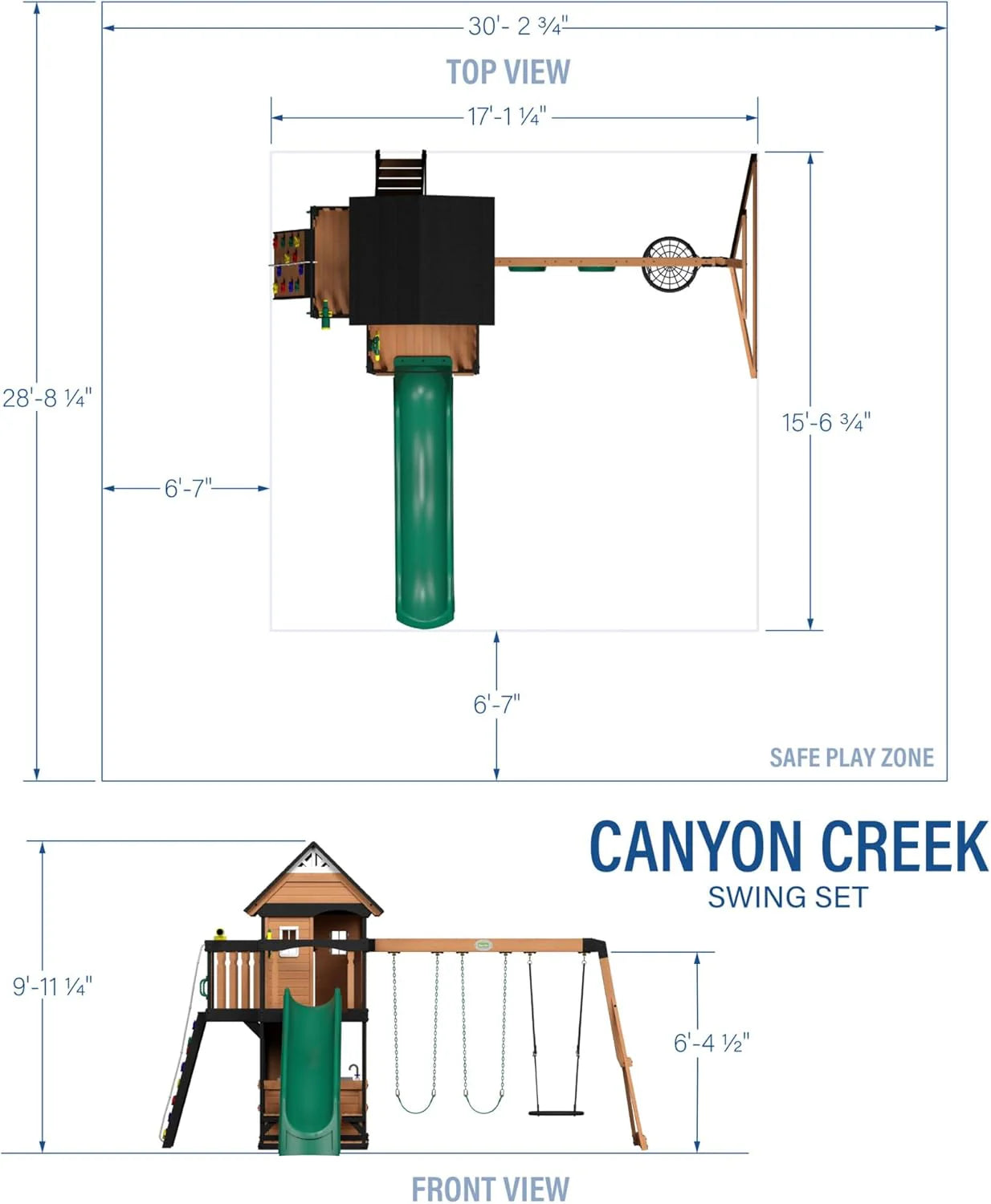 Backyard Discovery Canyon Creek Cedar Wood Swing Set with Wave Slide, Clubhouse, Play Kitchen, Picnic Area - Product image 2