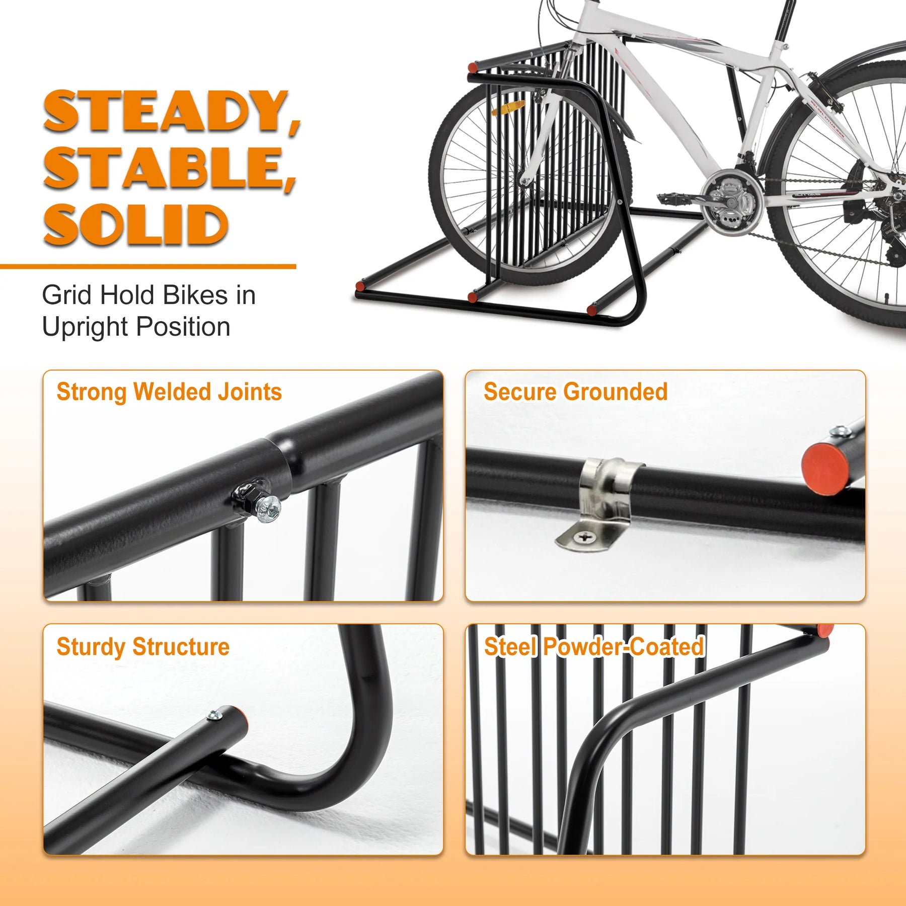 AECOJOY Commercial Floor Bike Rack Stand, 10-Bike Capacity Dual Sided Bicycle Storage Stand Floor Parking - Product image 5