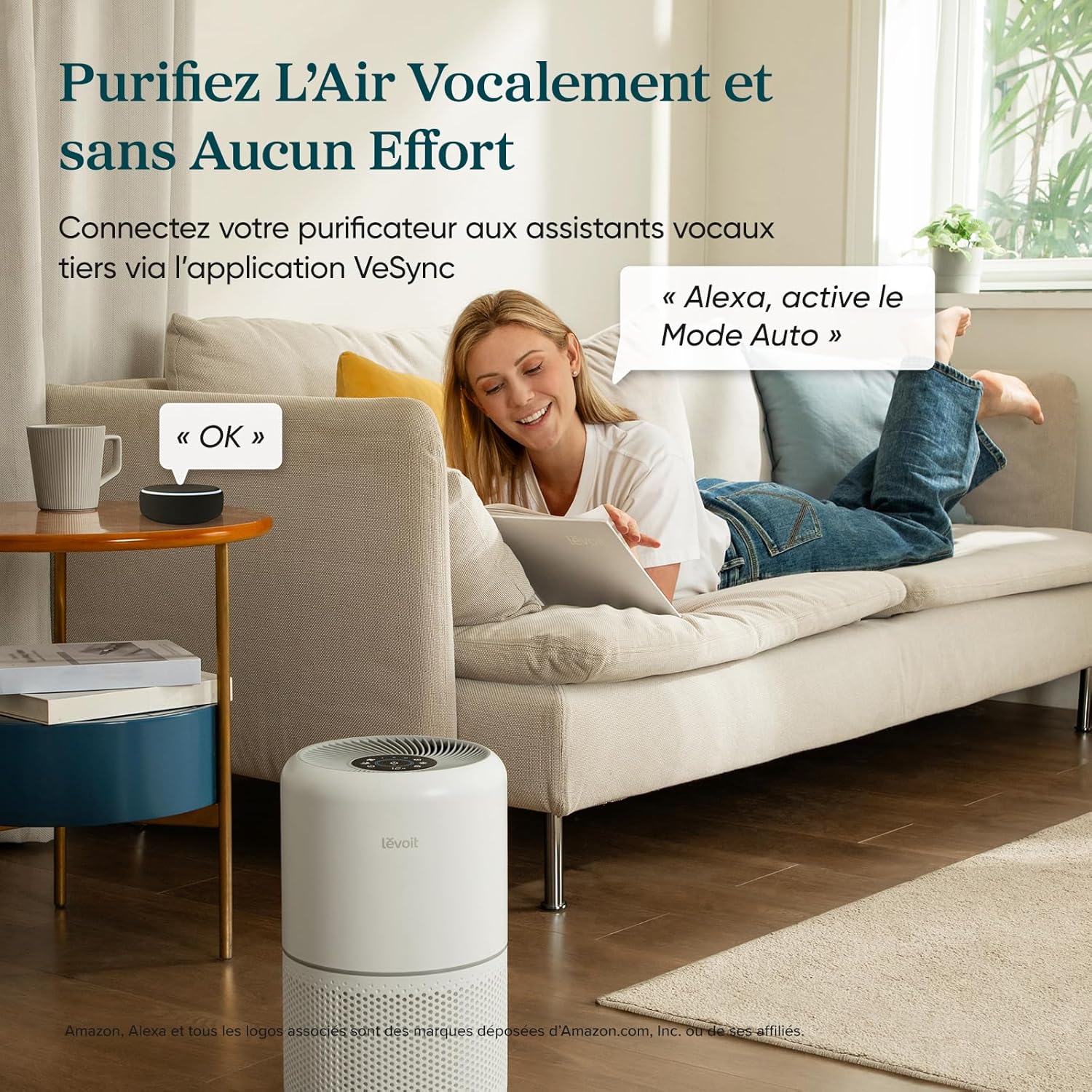 LEVOIT Smart HEPA Air Purifier against Pollen & Grass Allergy, Purify up to 50㎡, Monitors Air Quality, Alexa App Control, 22dB Quiet, Core 300S