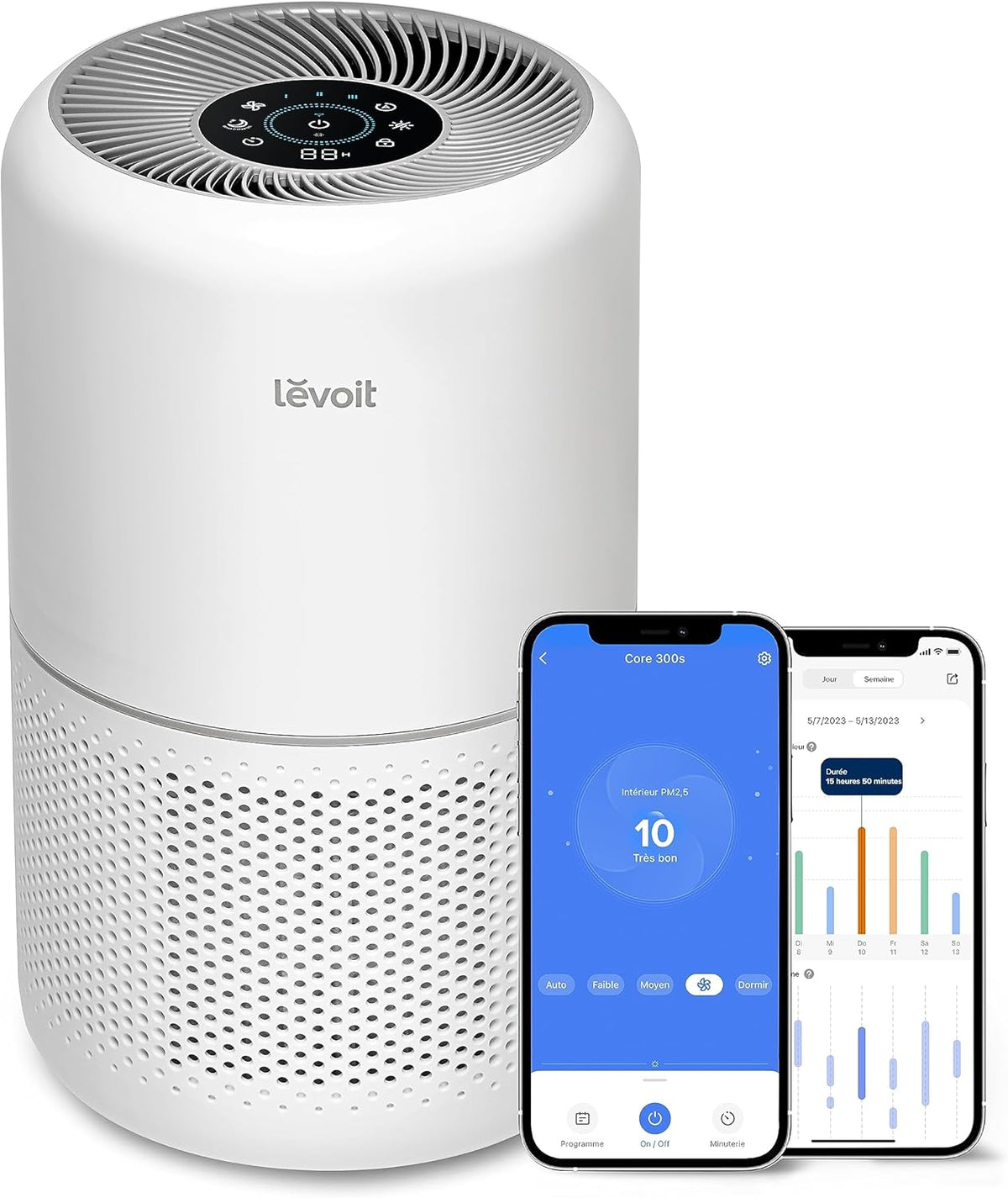 LEVOIT Smart HEPA Air Purifier against Pollen & Grass Allergy, Purify up to 50㎡, Monitors Air Quality, Alexa App Control, 22dB Quiet, Core 300S