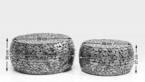 Kare Design Pebbles Deluxe Coffee Table, Steel, Silver, Diameter 66/56 cm, Living room coffee table set of 2, Furniture, Interior Decoration, Bedroom Decoration, Home