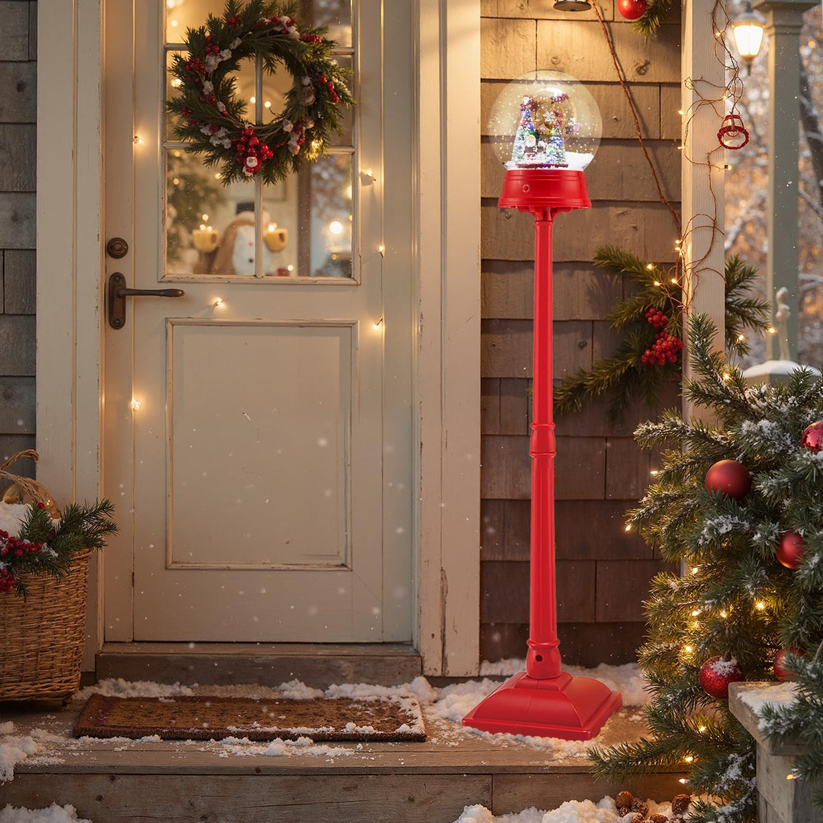 Tangkula 5.3 Ft 2-in-1 Musical Christmas Street Lamp with Falling Snow - Product image 3